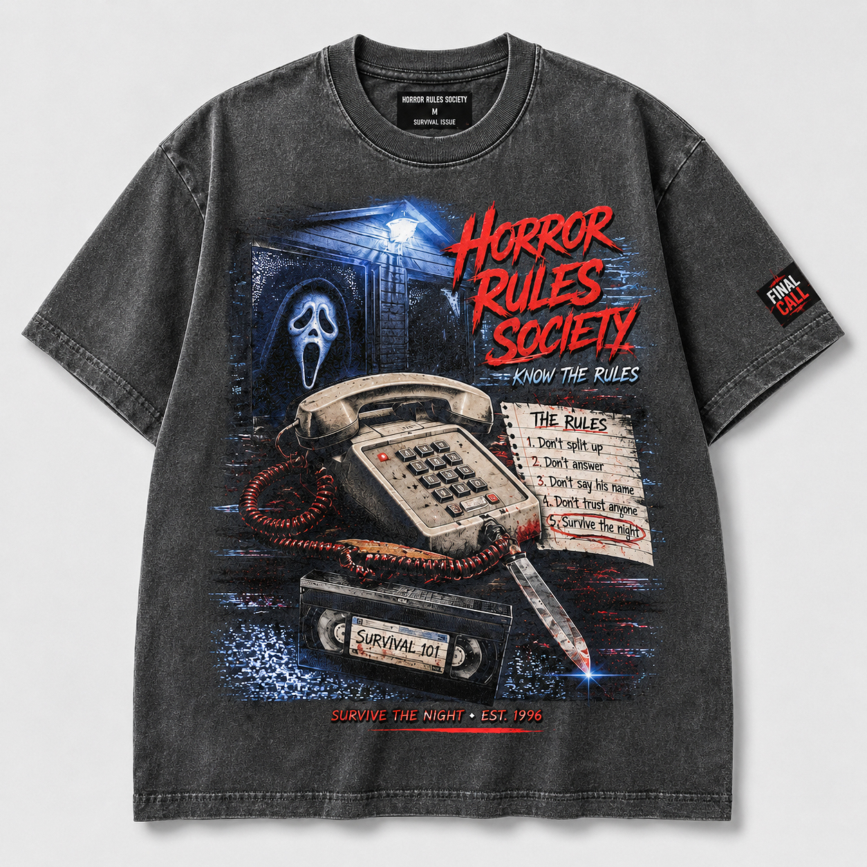 90s Slasher Survival Rules Graphic T-Shirt