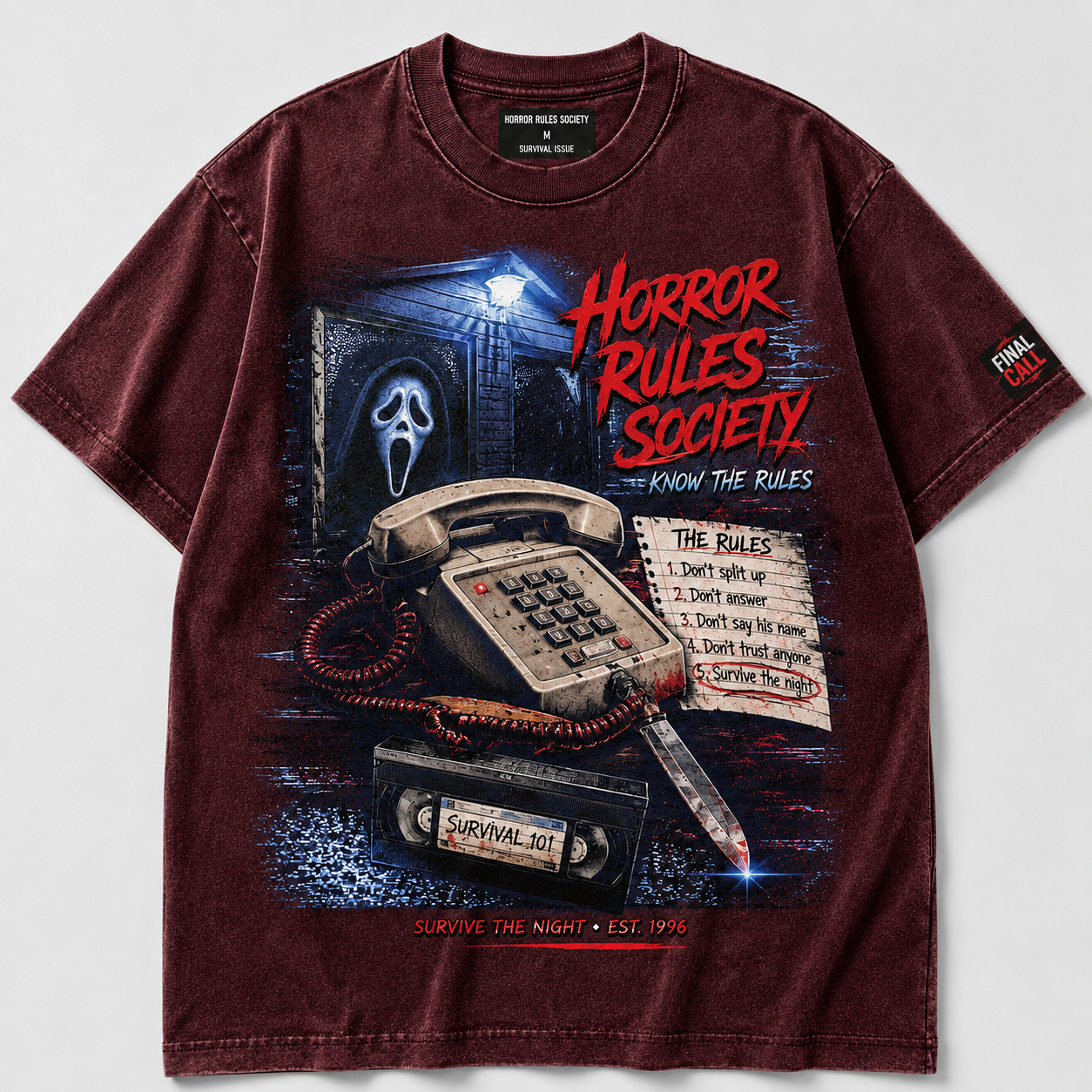 90s Slasher Survival Rules Graphic T-Shirt