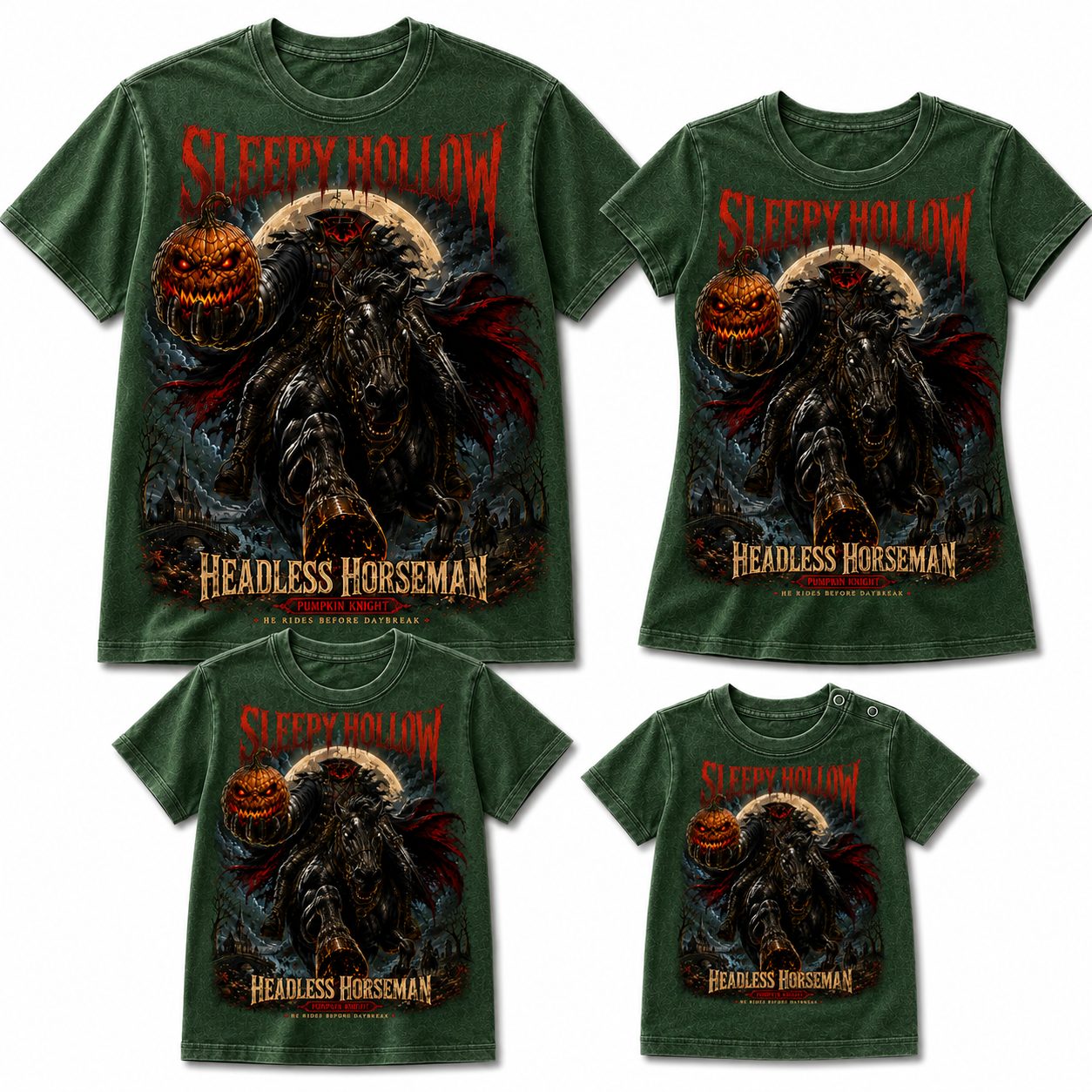 Sleepy Hollow Headless Horseman Pumpkin Knight Graphic T-Shirt