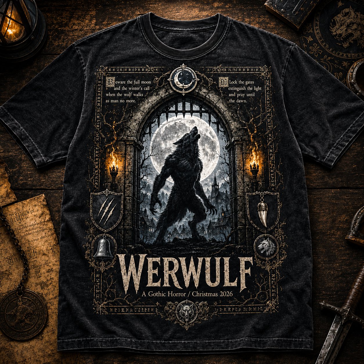 Werwulf Gothic Christmas Horror goth graphic Pure Cotton Unisex T-Shirt