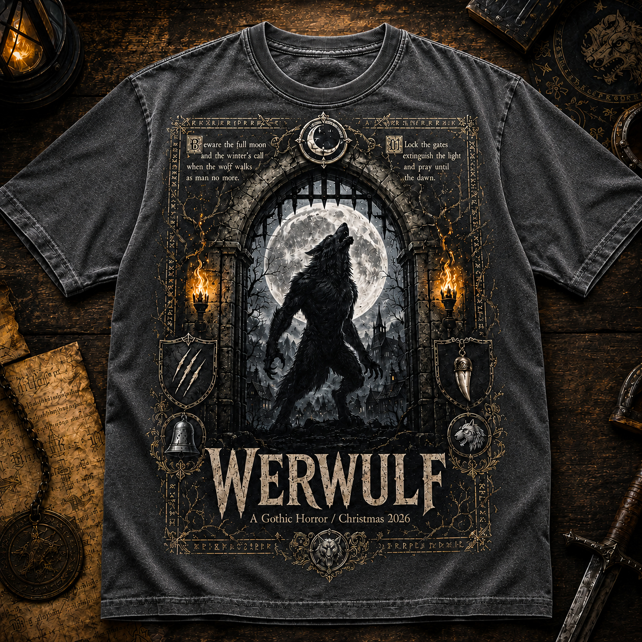 Werwulf Gothic Christmas Horror goth graphic Pure Cotton Unisex T-Shirt