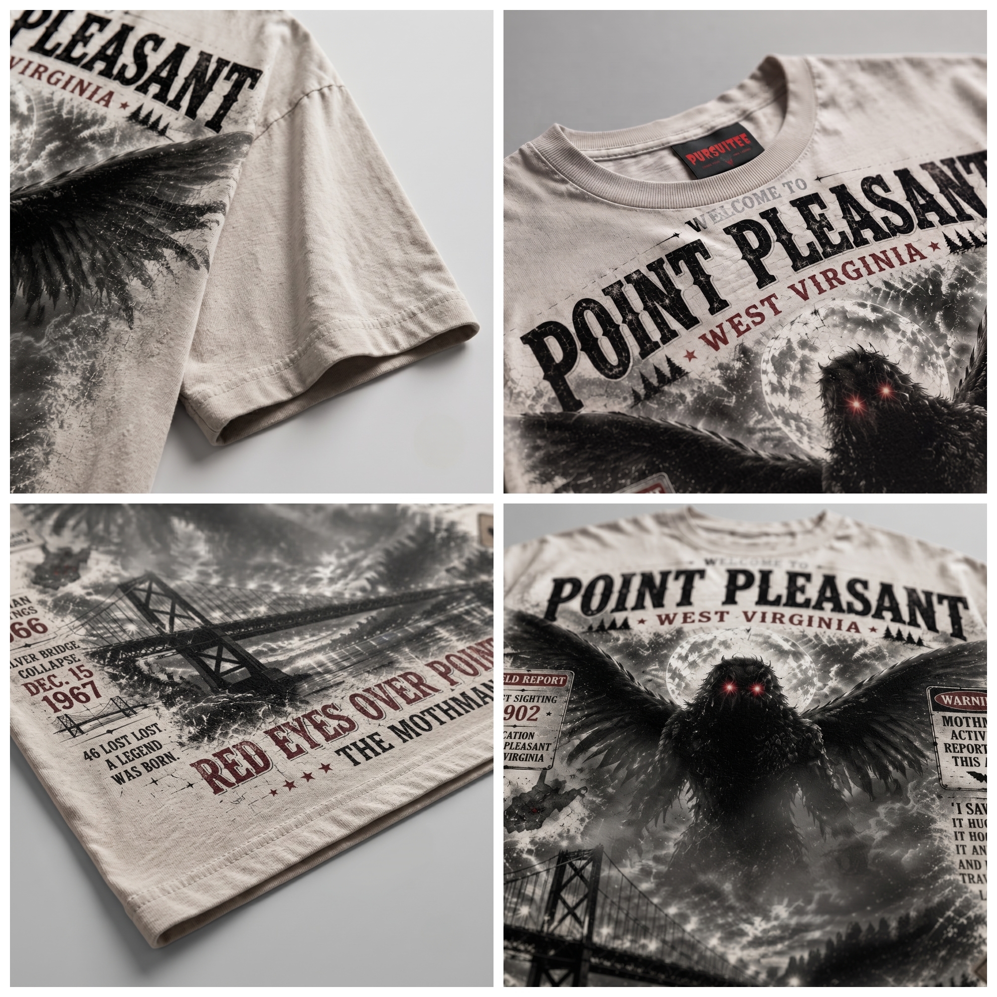 Welcome to Point Pleasant Mothman Vintage Graphic T-Shirt
