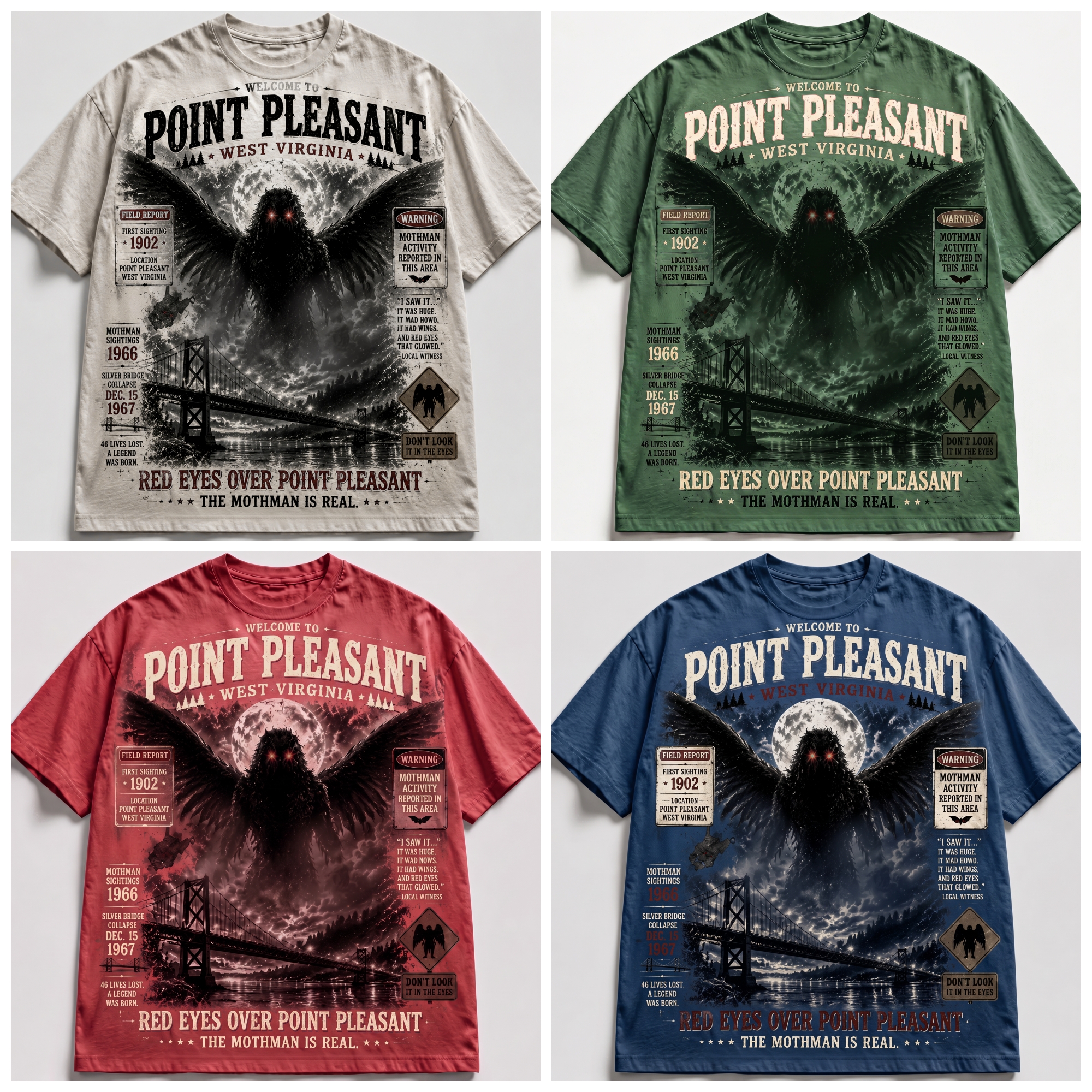 Welcome to Point Pleasant Mothman Vintage Graphic T-Shirt