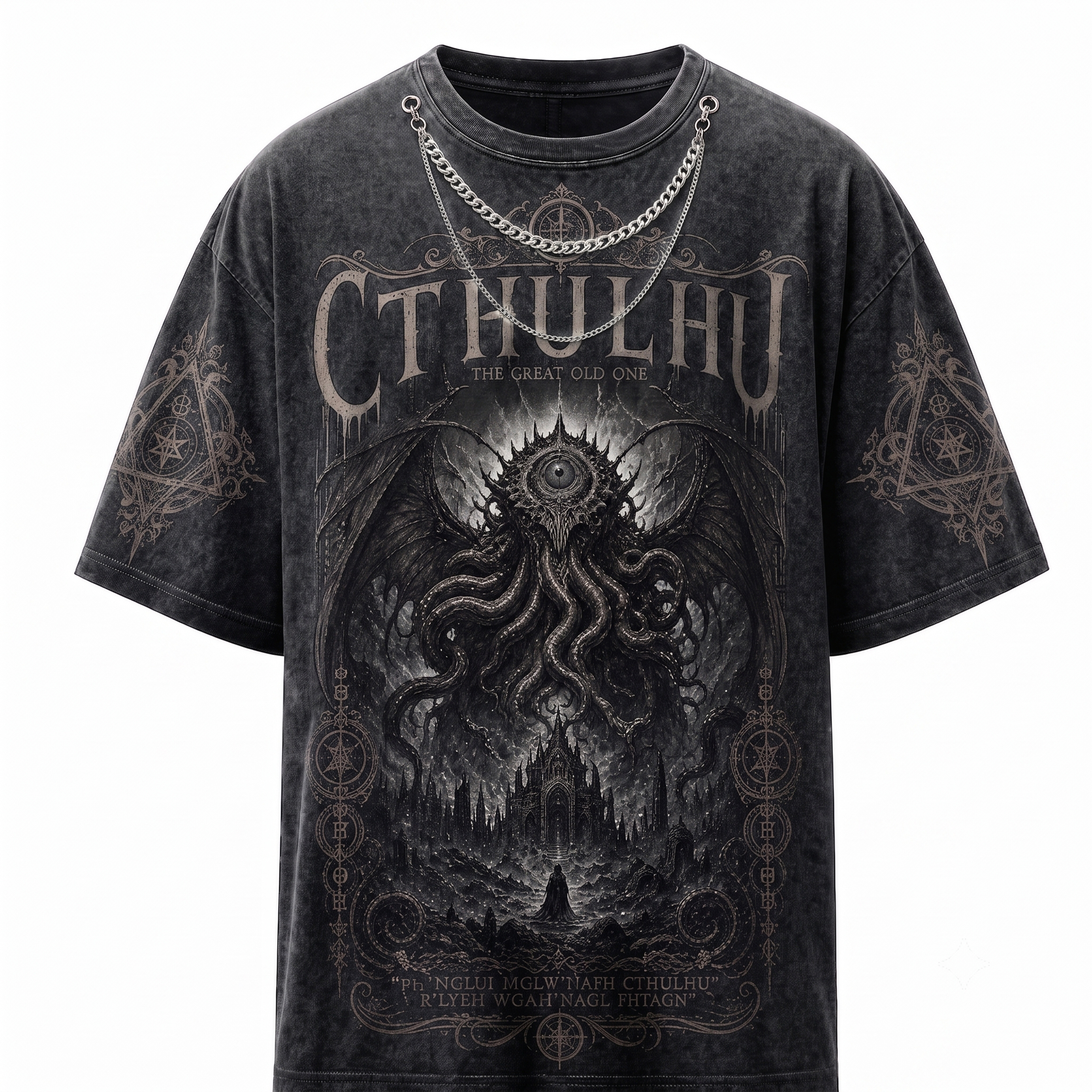 Eldritch Cthulhu Awakening Gothic Washed T-Shirt