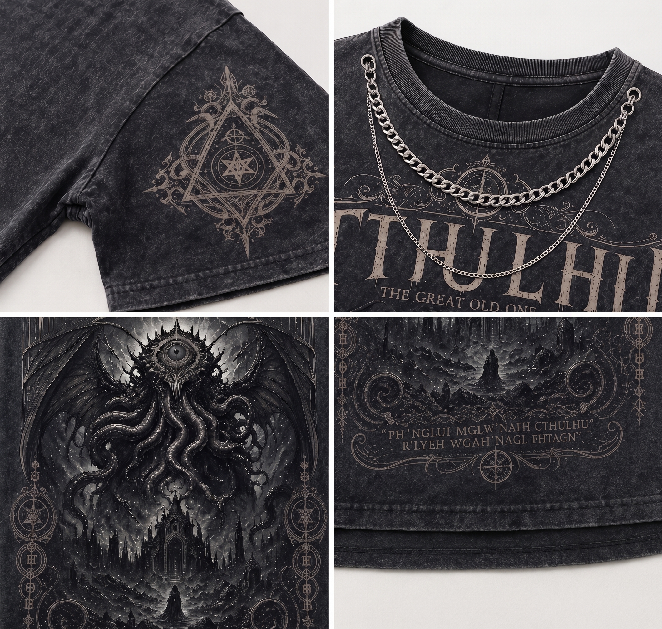Eldritch Cthulhu Awakening Gothic Washed T-Shirt