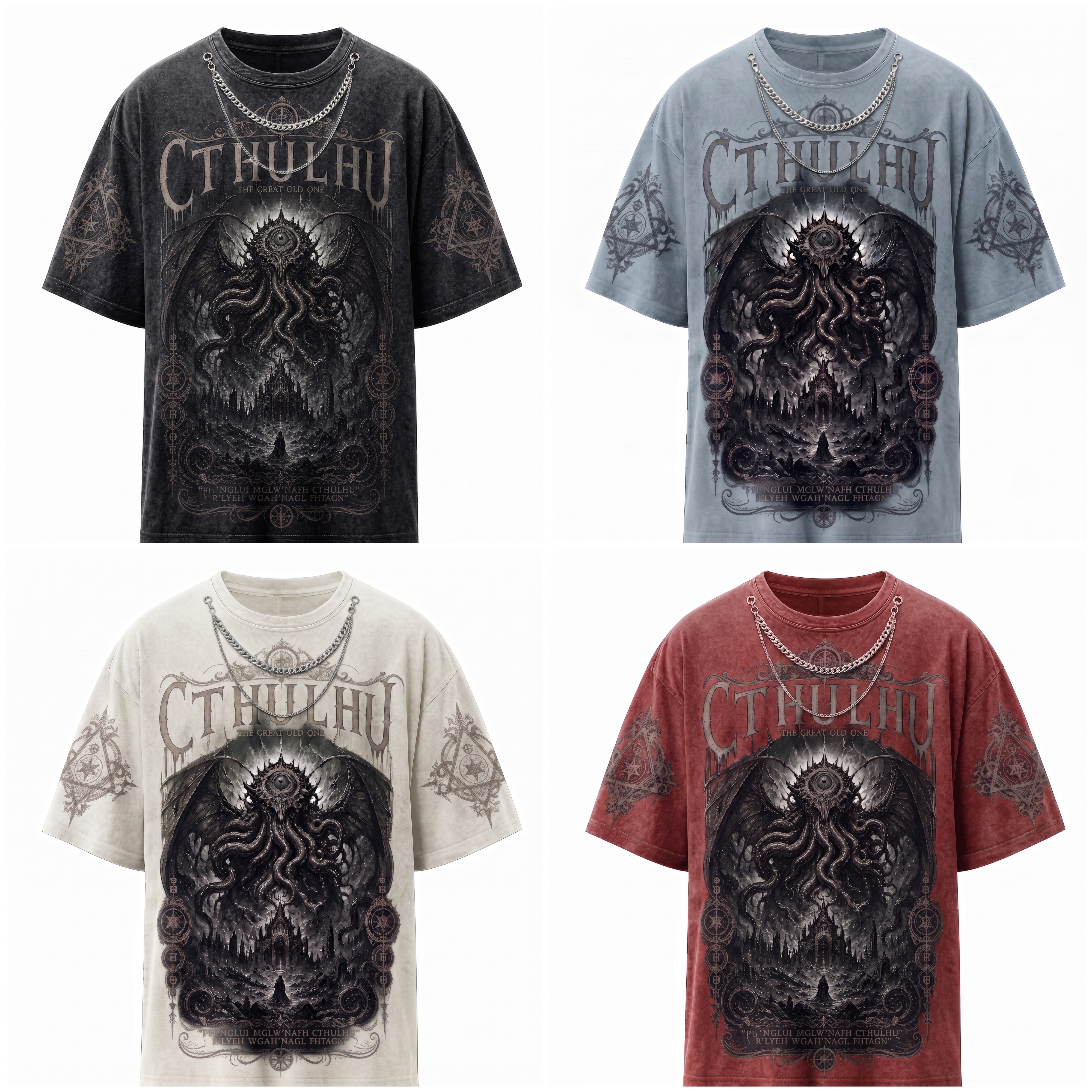 Eldritch Cthulhu Awakening Gothic Washed T-Shirt