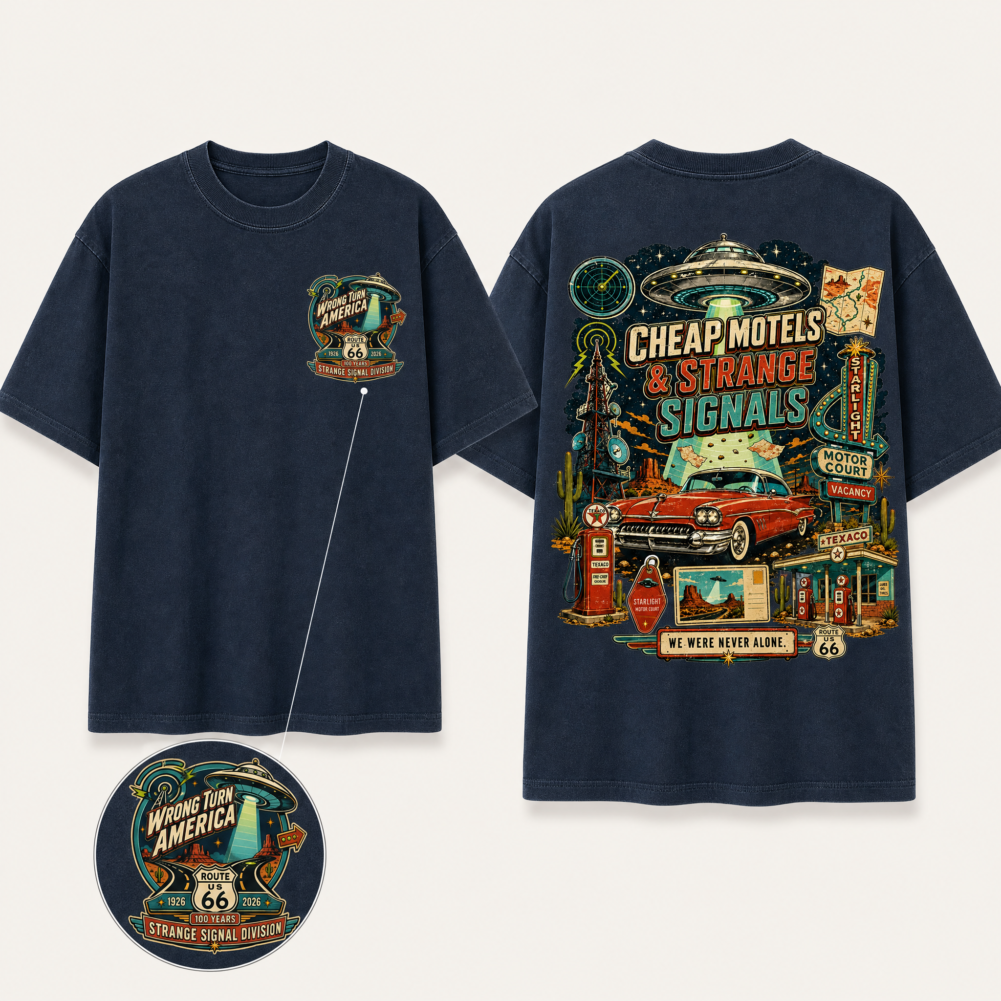 Wrong Turn America — Cheap Motels & Strange Signals Vintage Graphic Tee