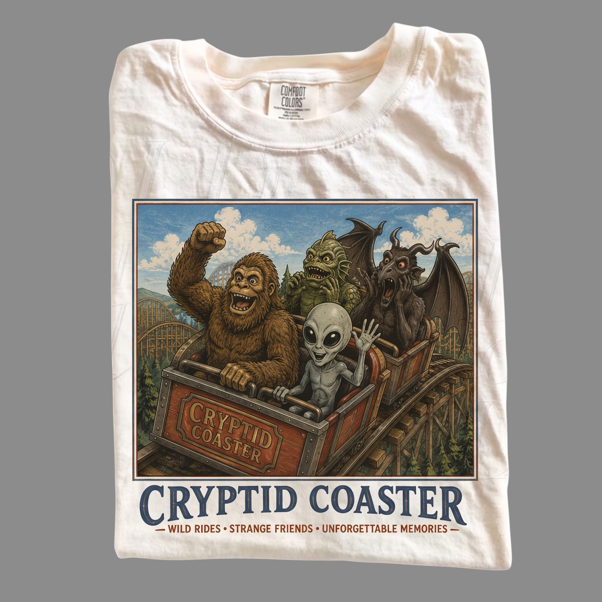 Cryptid Coaster Vintage Monster Roller Coaster Graphic Tee