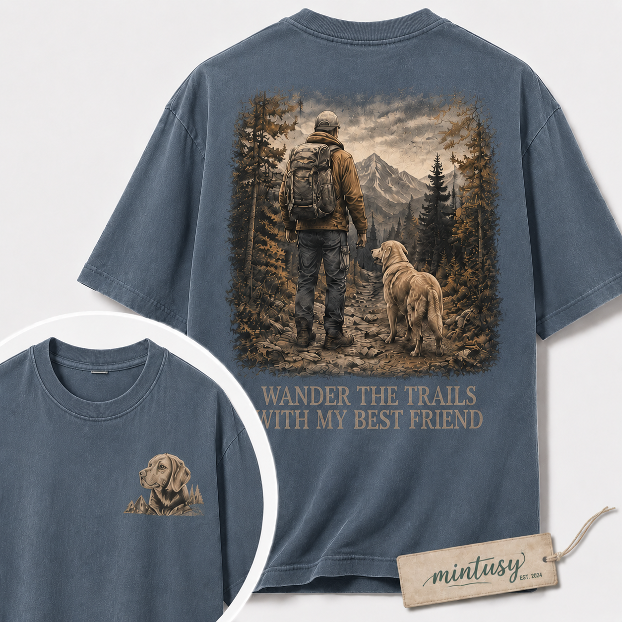 Wander The Trails With My Best Friend - Vintage Dog Hiking T-Shirt