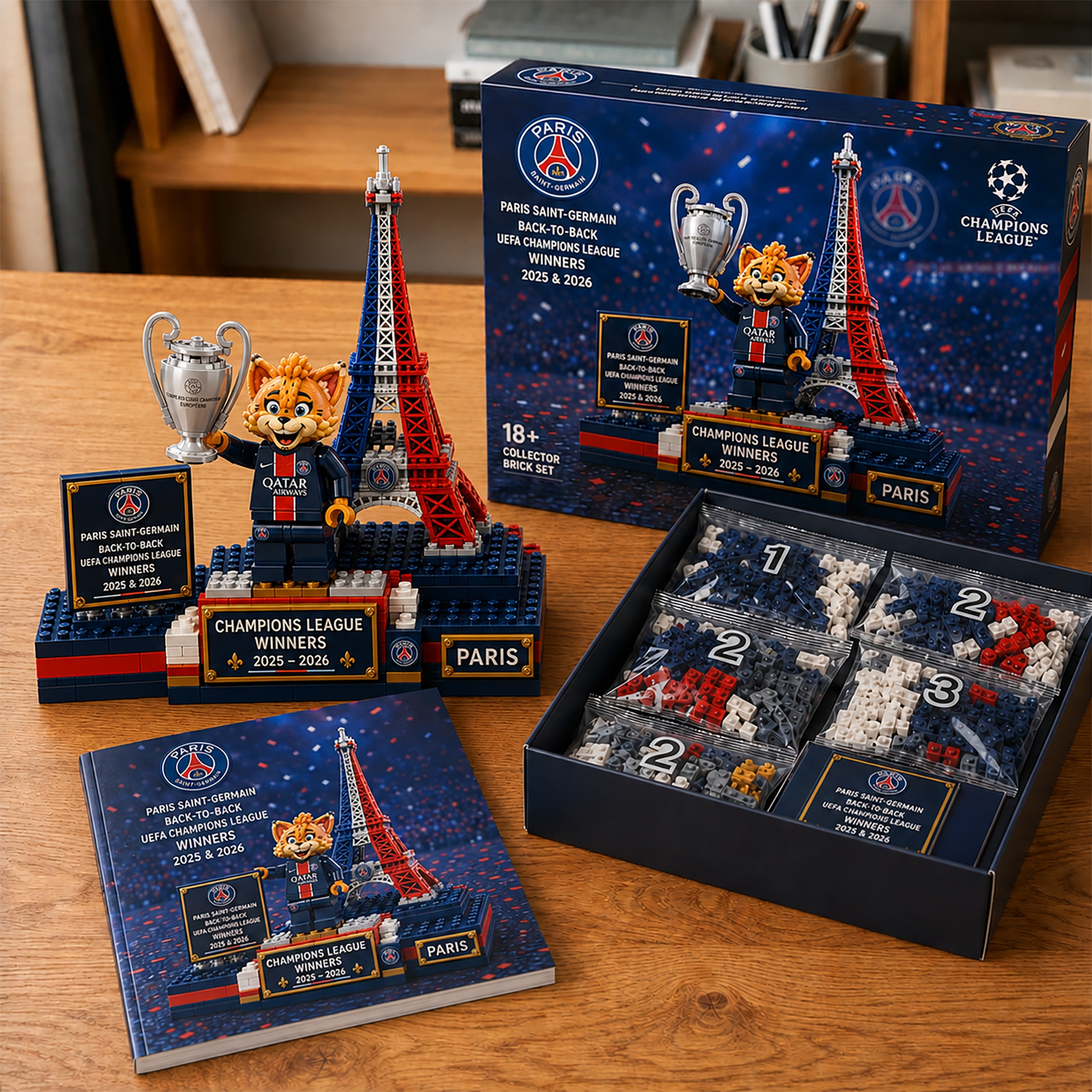 Paris Saint-Germain Back-to-Back UEFA Champions League Winners Collector Brick Set