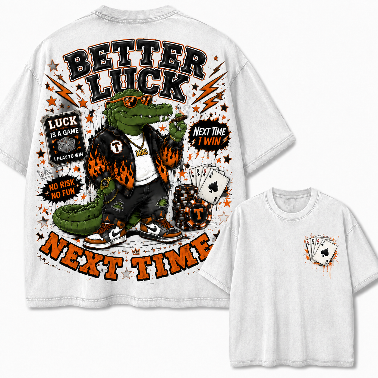 Better Luck Croc King Poker Graphic Tee
