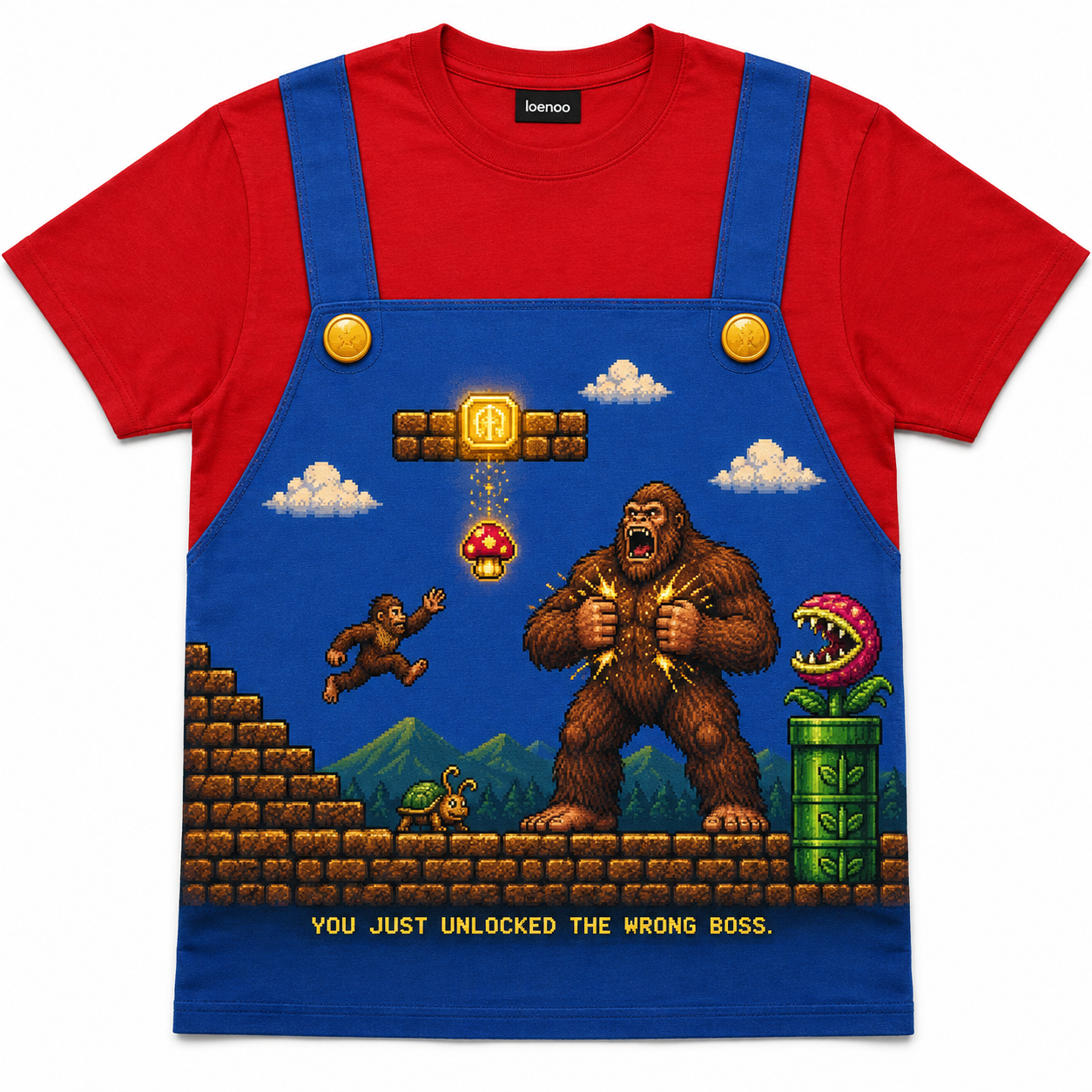 Bigfoot Boss Battle Retro Pixel Graphic T-Shirt