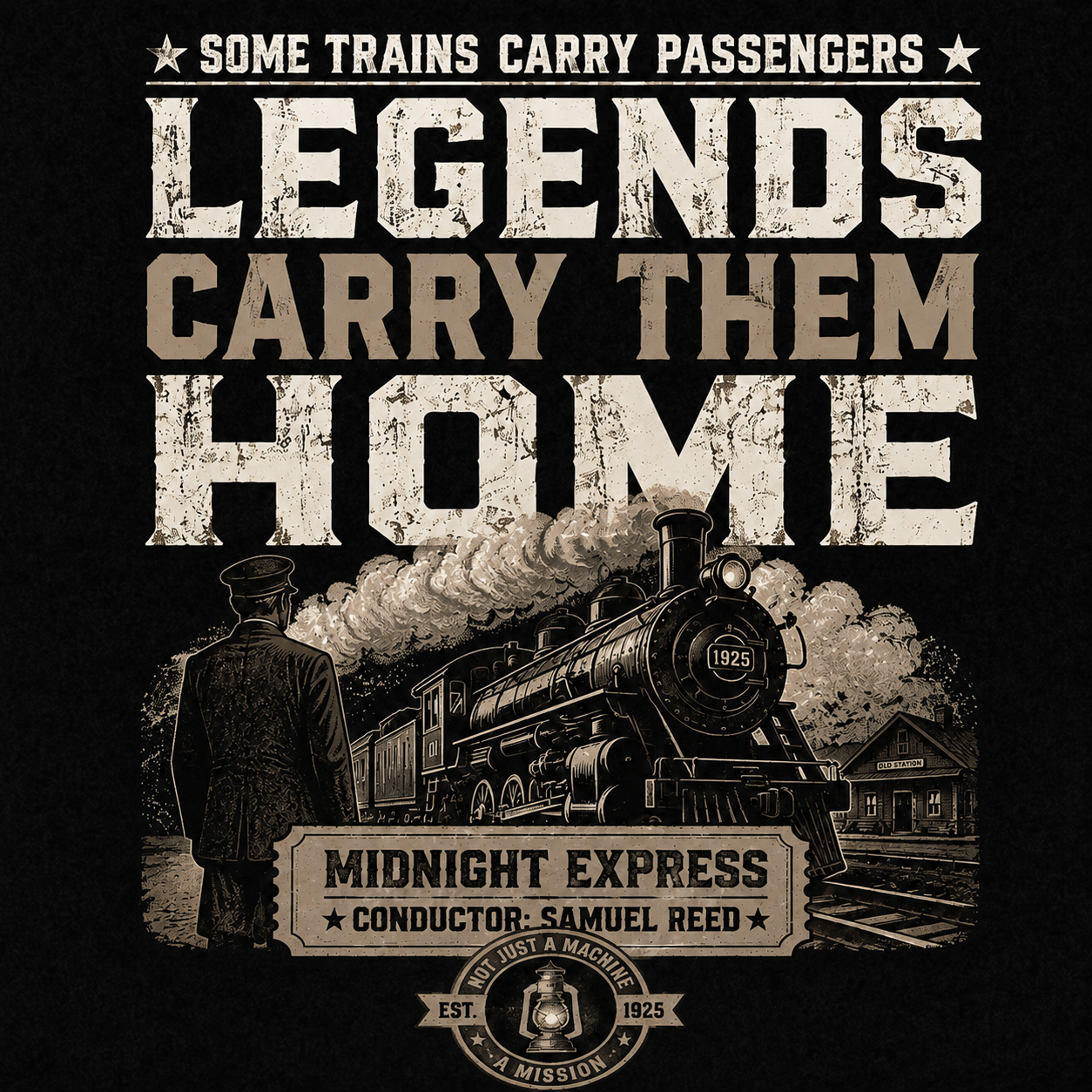 Midnight Express Vintage Train Graphic Tee