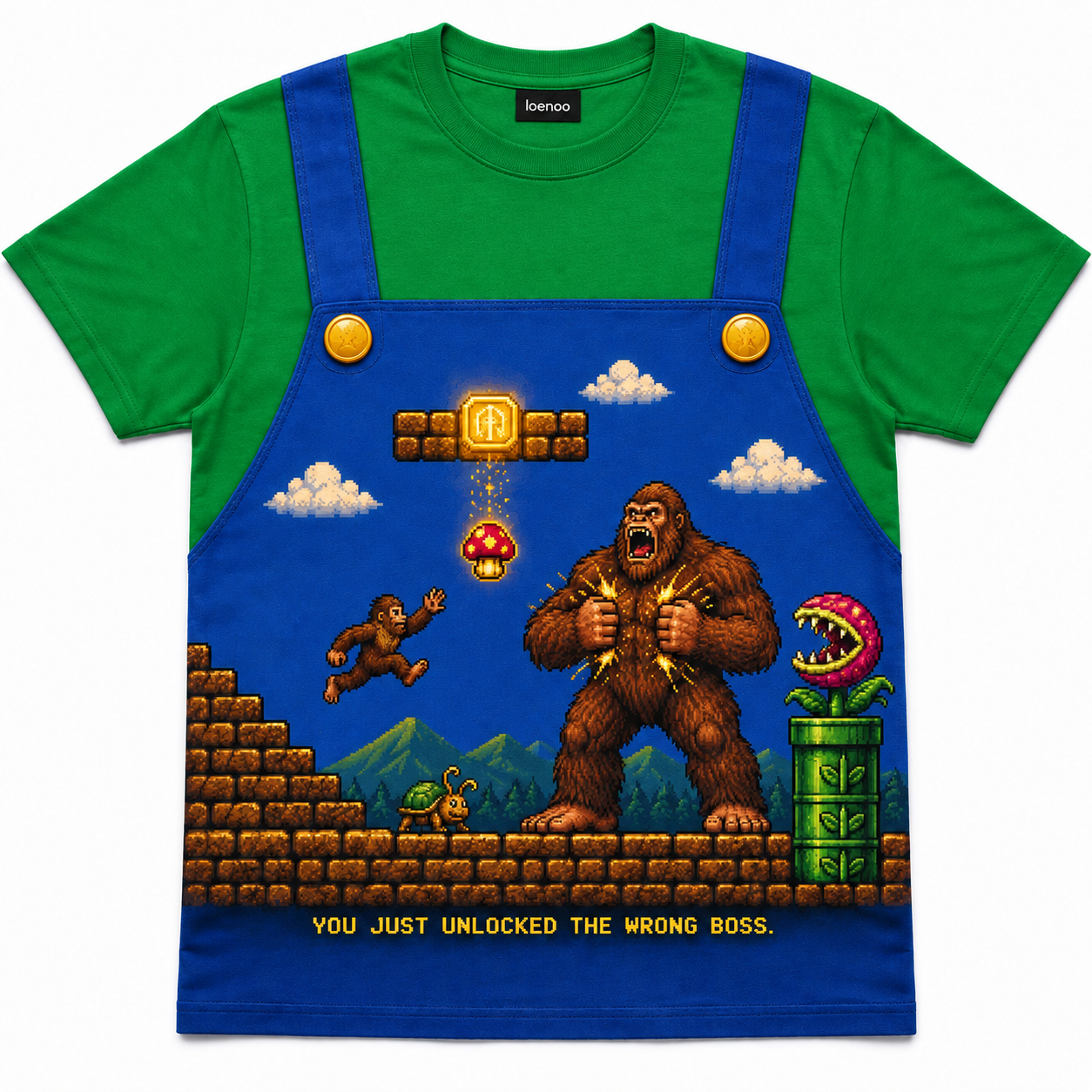 Bigfoot Boss Battle Retro Pixel Graphic T-Shirt