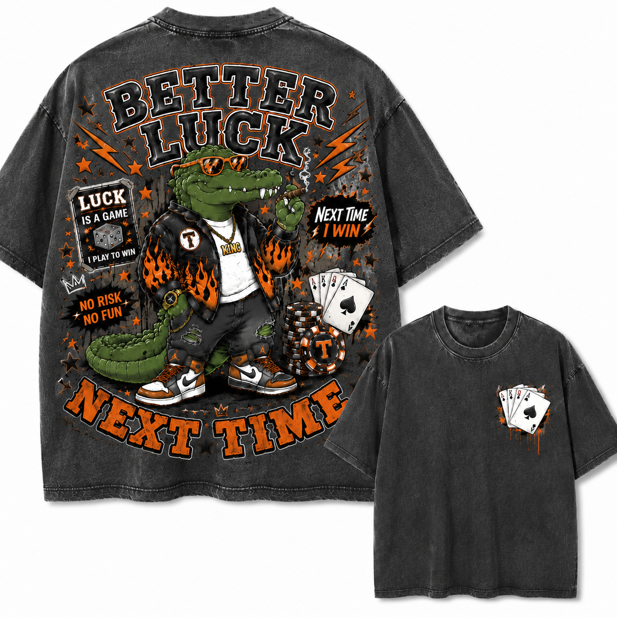 Better Luck Croc King Poker Graphic Tee