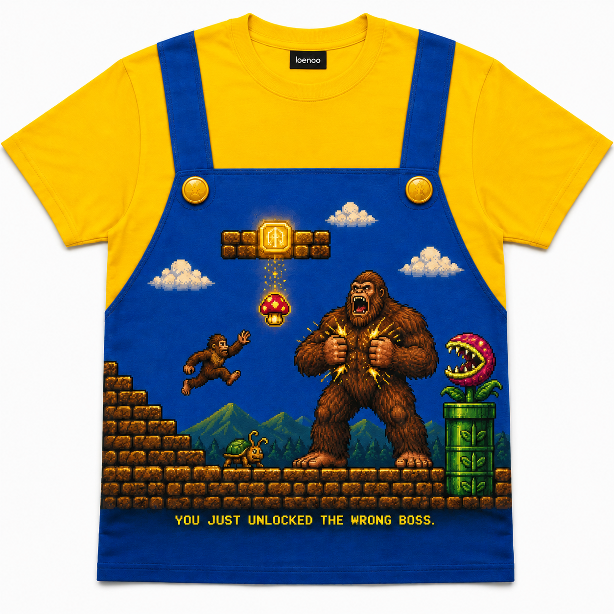 Bigfoot Boss Battle Retro Pixel Graphic T-Shirt