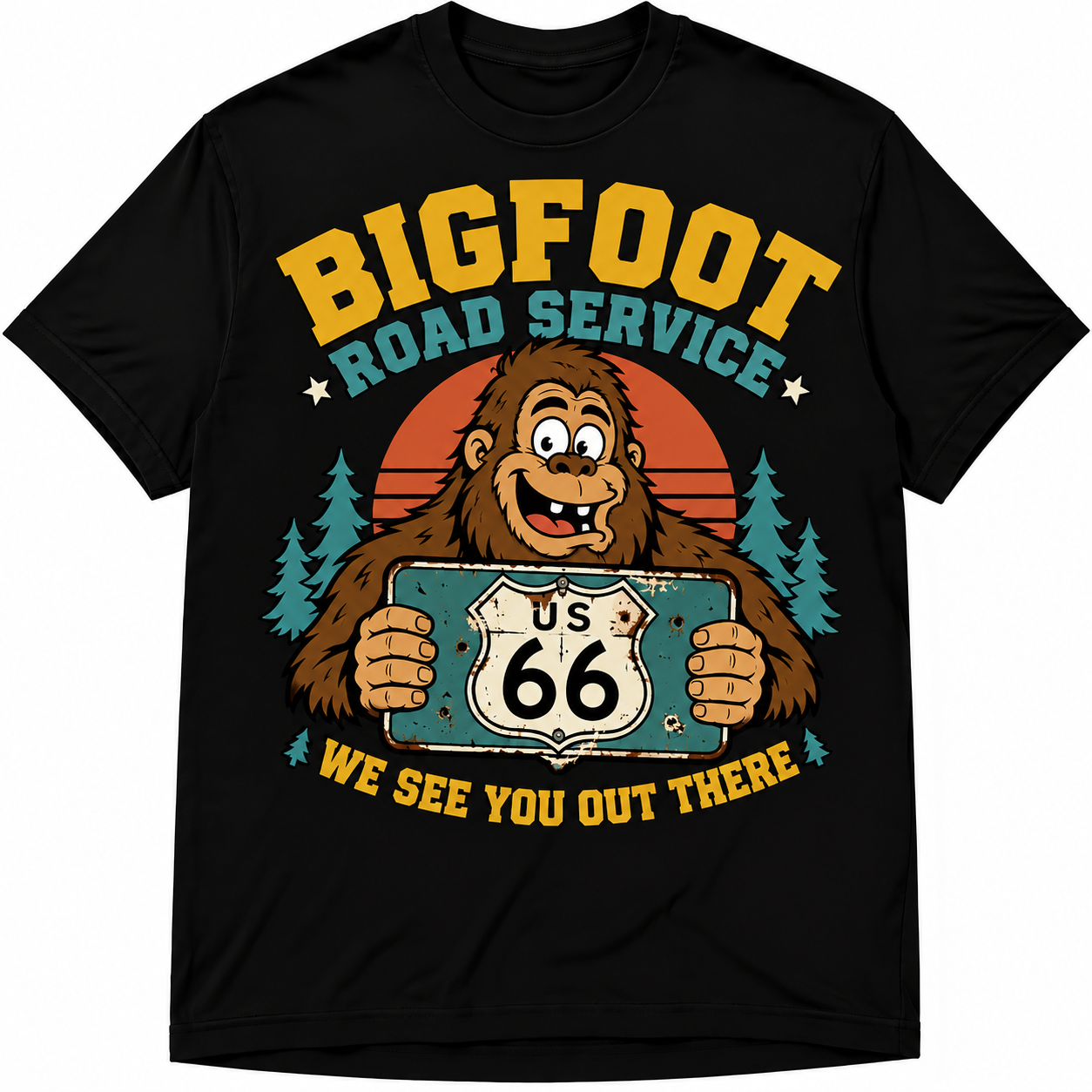 Bigfoot Road Service Route 66 Vintage Graphic Tee