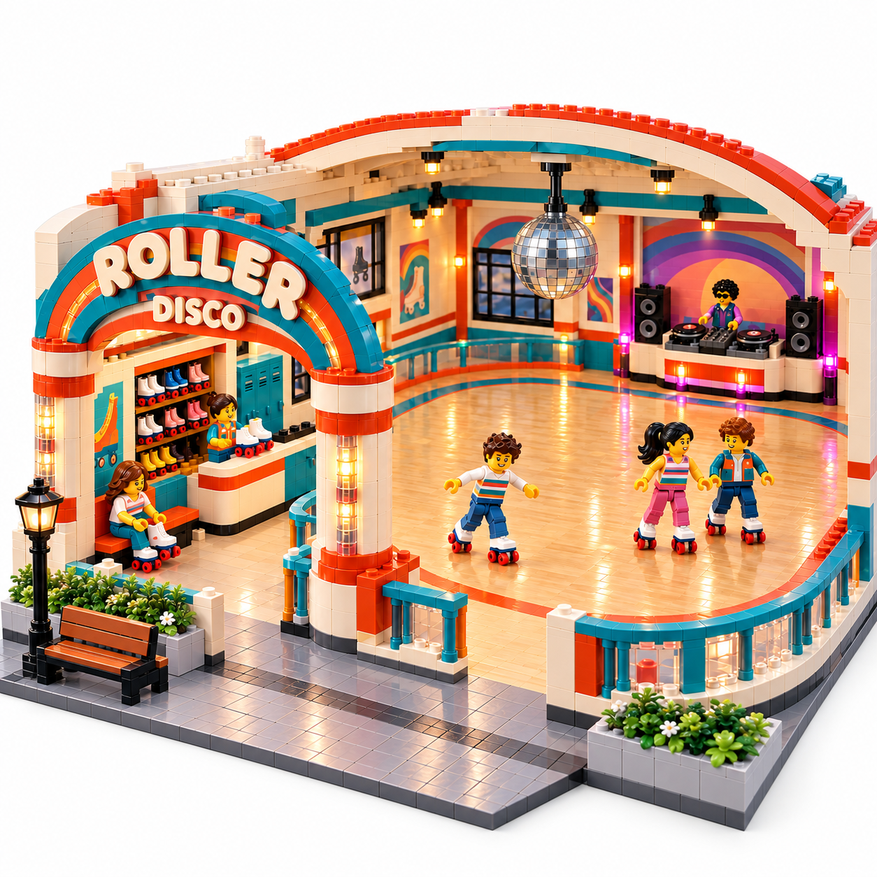 Roller Disco – Retro Roller Skating Rink Building Set for Adults