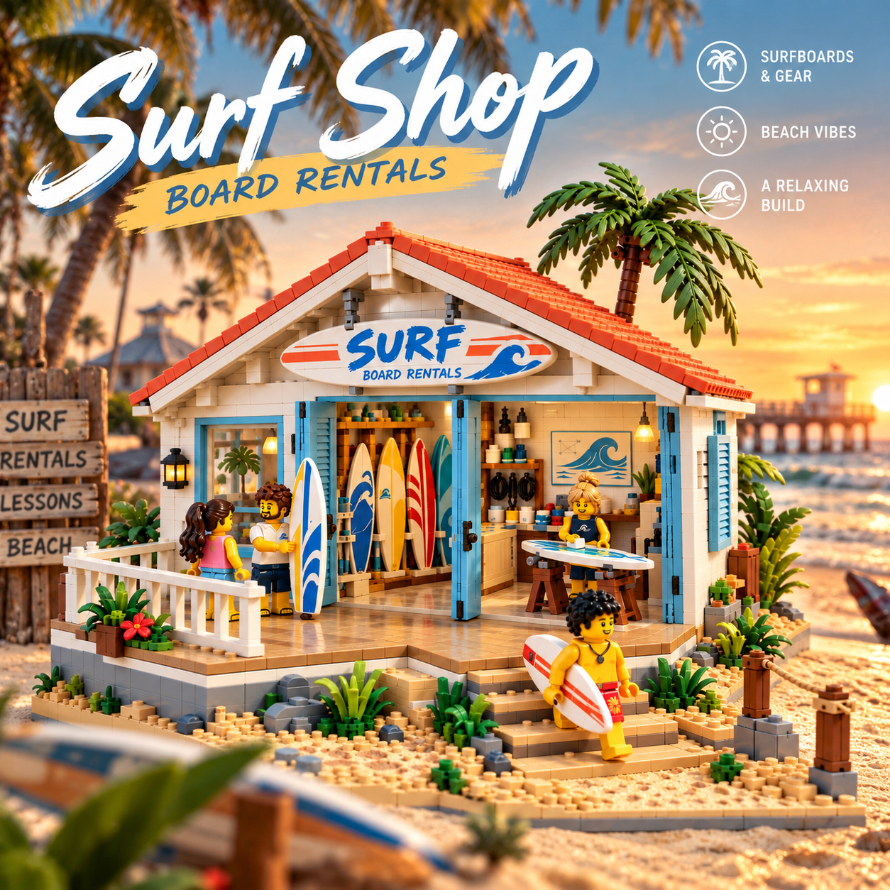 Surf Board Rentals – Beach Surf Shop Building Set