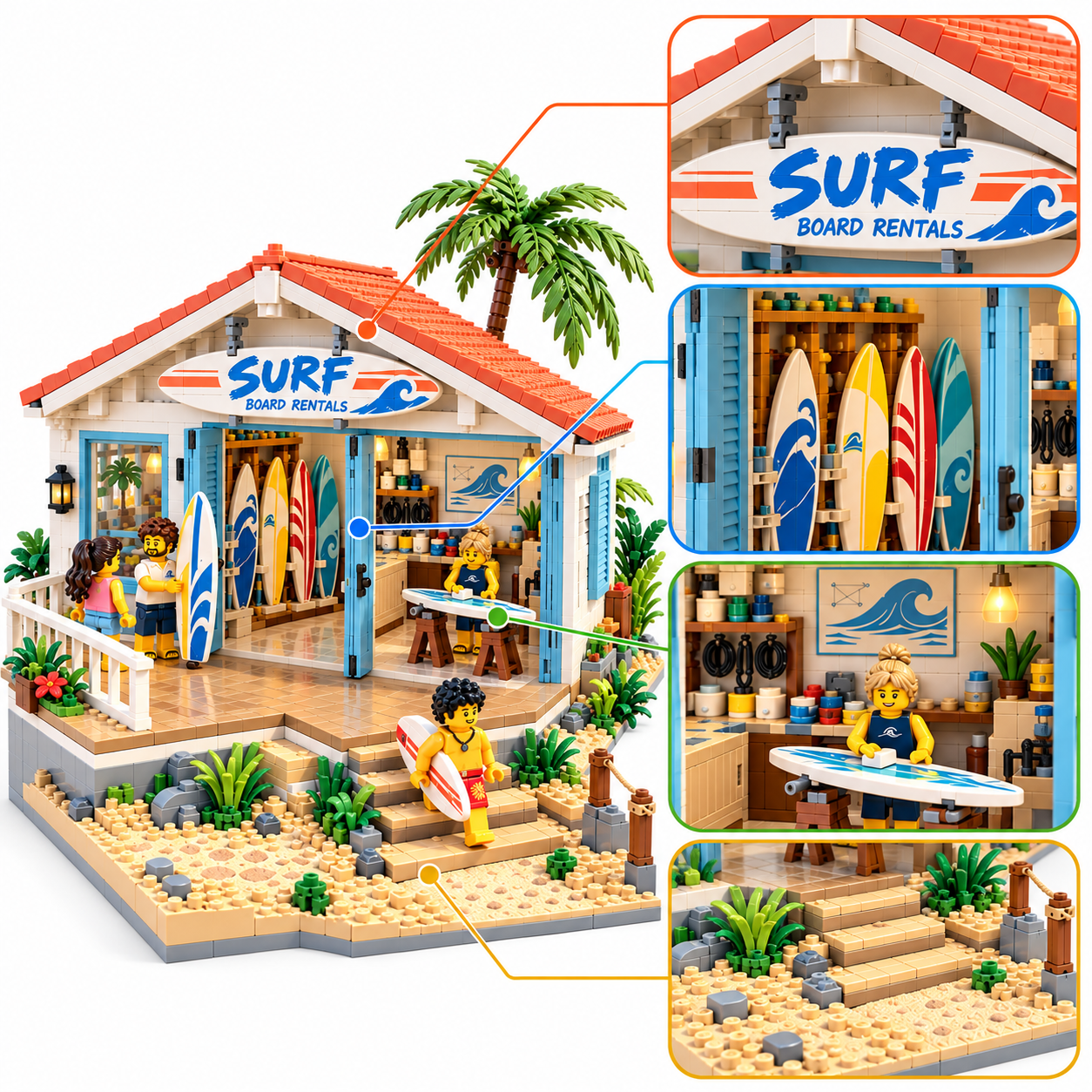 Surf Board Rentals – Beach Surf Shop Building Set
