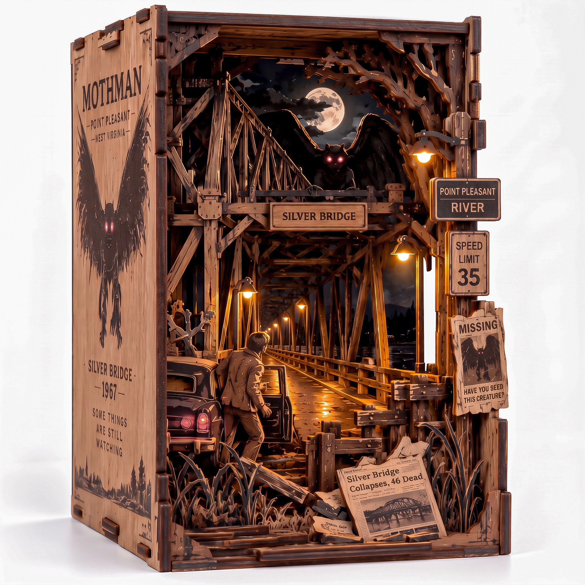 Mothman Silver Bridge DIY Wooden Book Nook Kit
