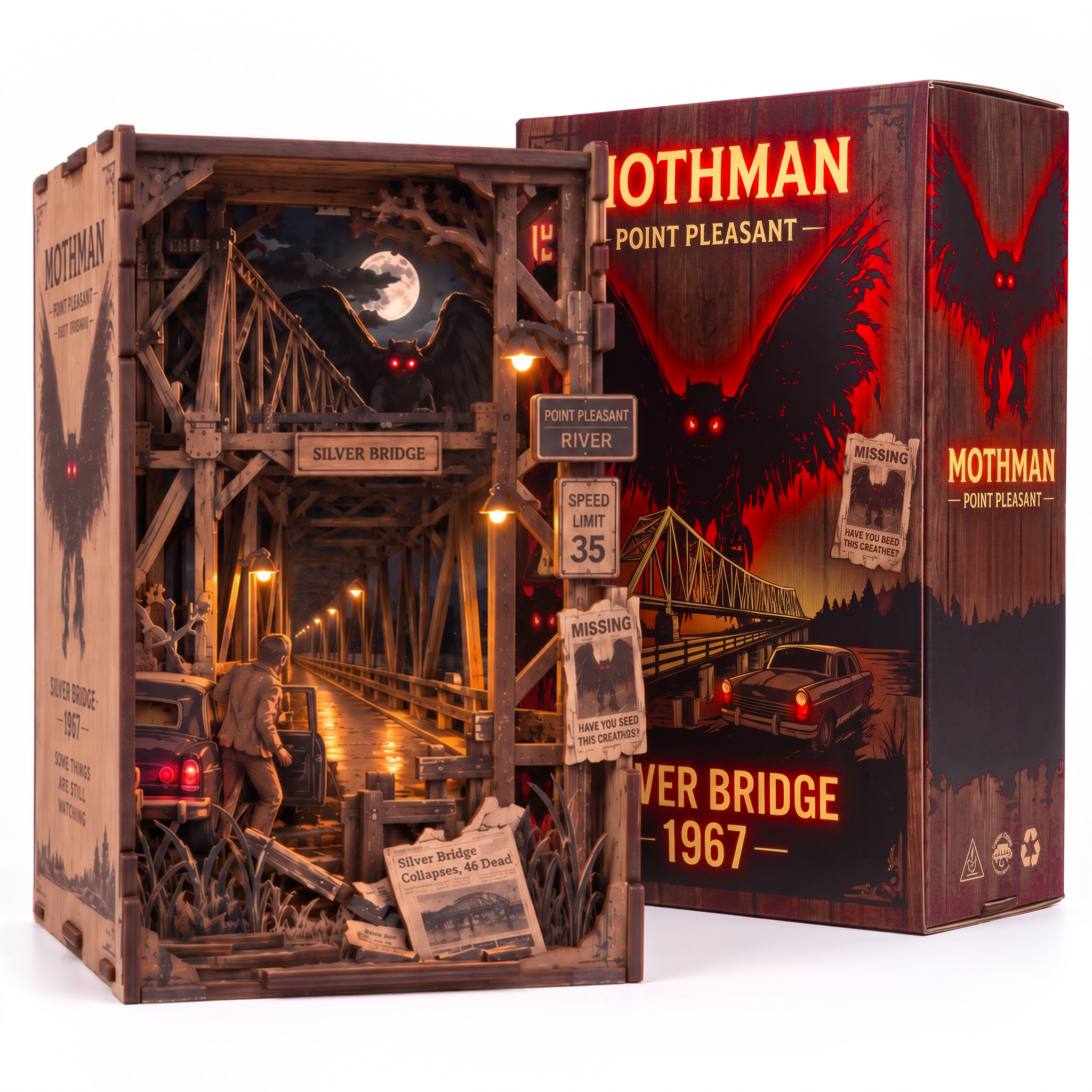 Mothman Silver Bridge DIY Wooden Book Nook Kit
