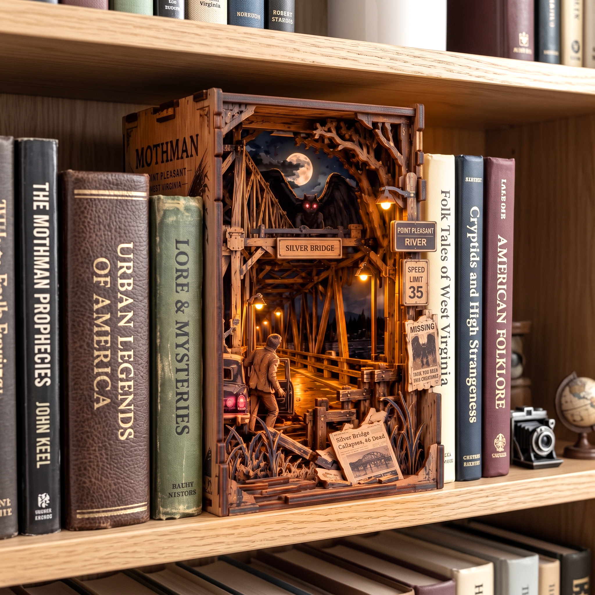 Mothman Silver Bridge DIY Wooden Book Nook Kit