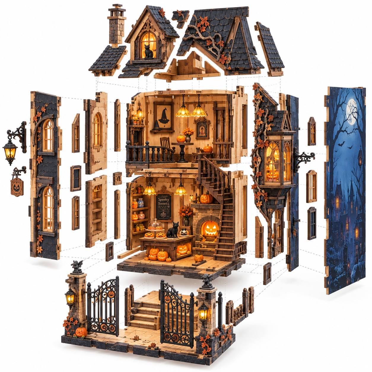 Midnight Hollow Haunted House DIY Wooden Miniature Kit
