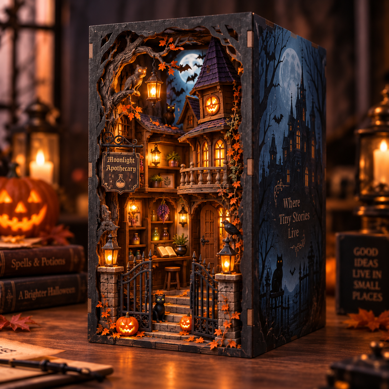 Moonlight Apothecary DIY Wooden Book Nook Kit