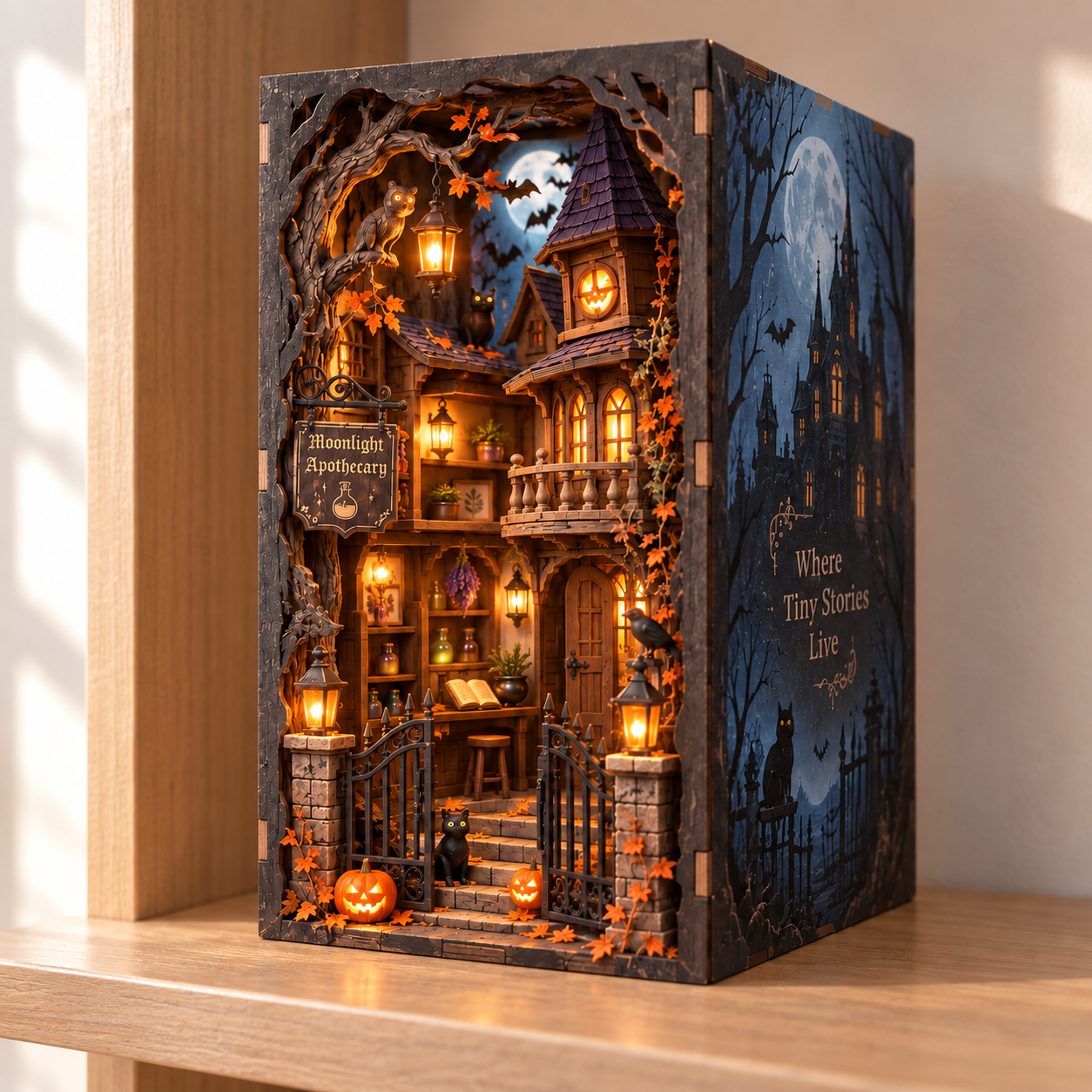 Moonlight Apothecary DIY Wooden Book Nook Kit