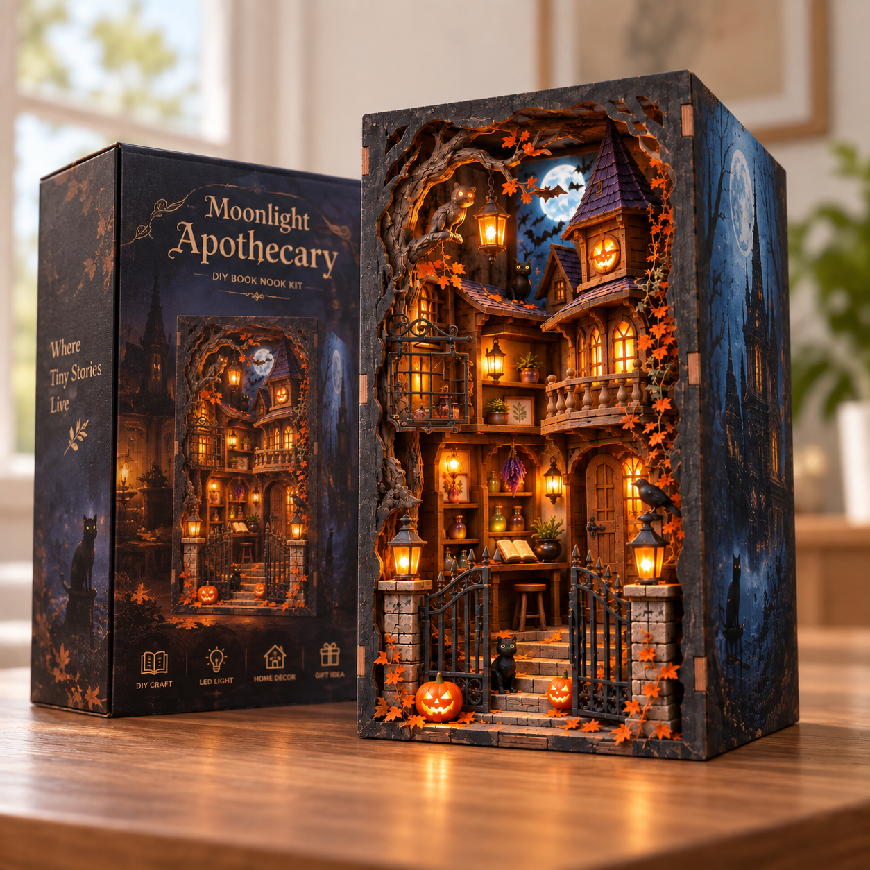 Moonlight Apothecary DIY Wooden Book Nook Kit