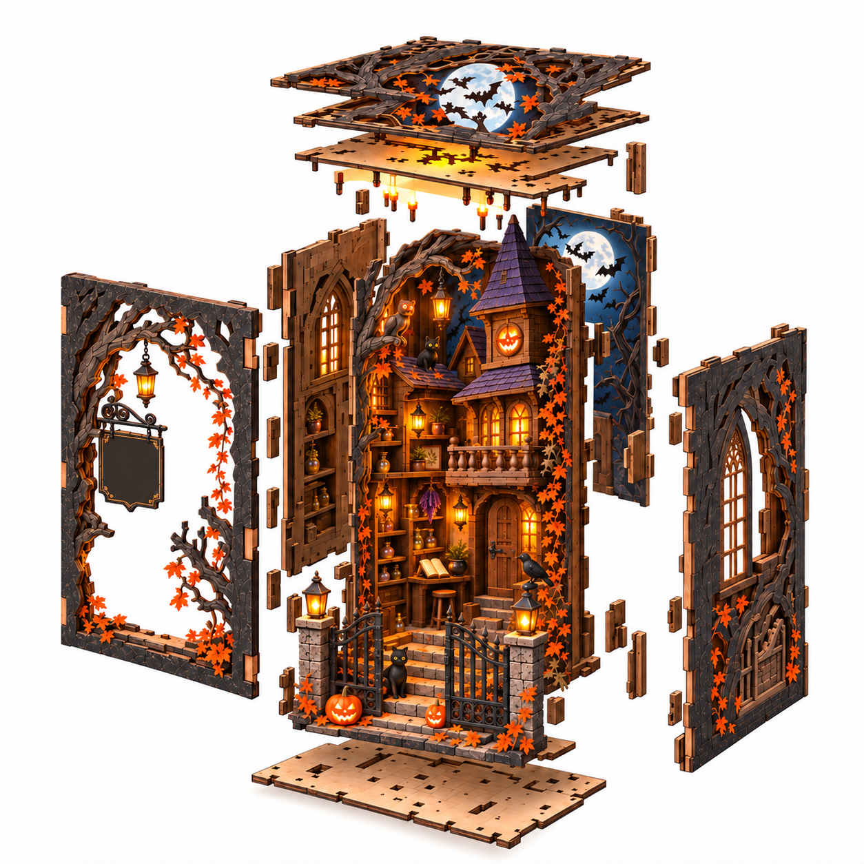Moonlight Apothecary DIY Wooden Book Nook Kit