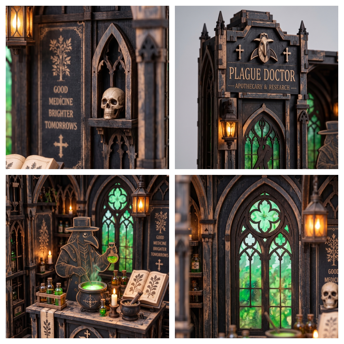 Plague Doctor Apothecary DIY Wooden Diorama Kit
