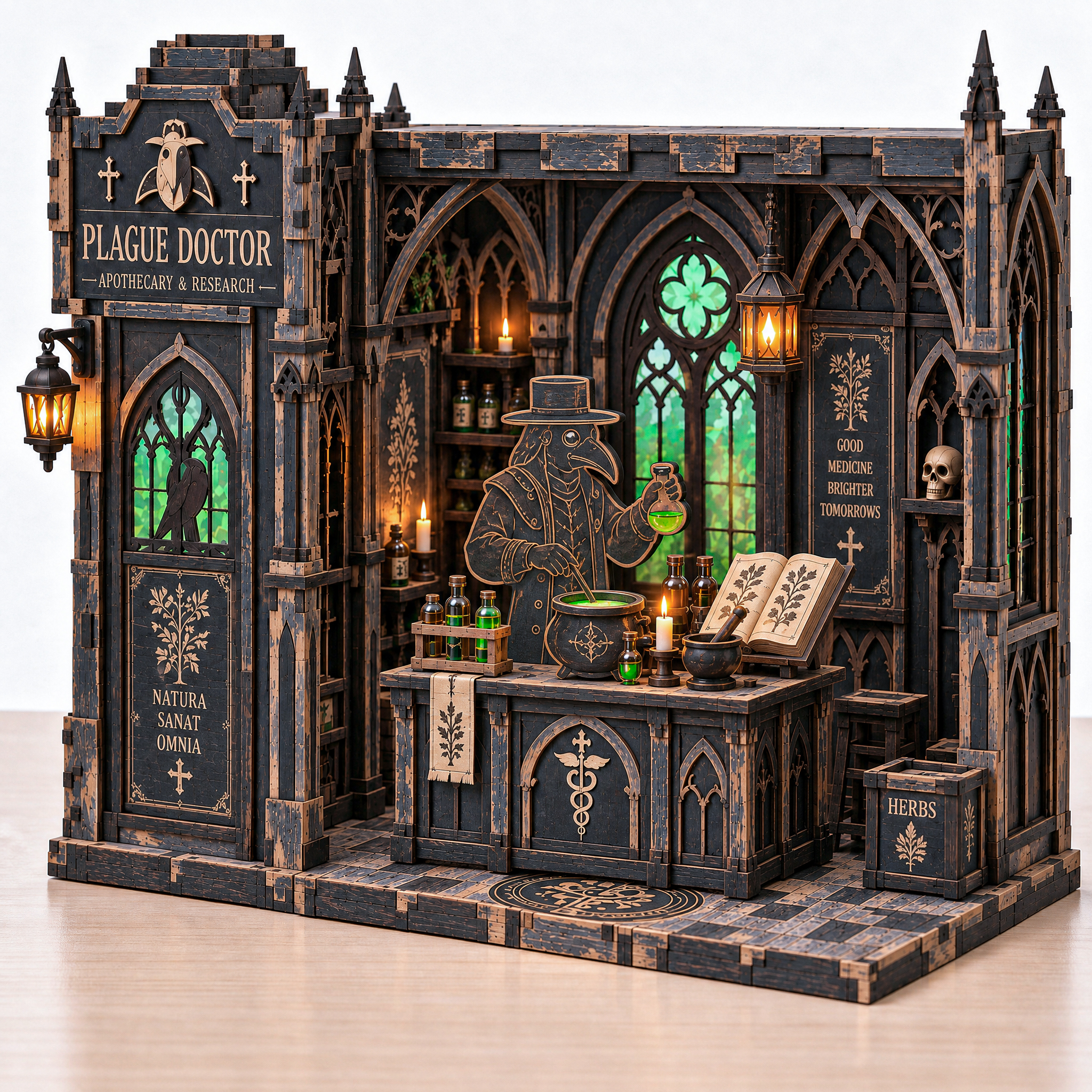 Plague Doctor Apothecary DIY Wooden Diorama Kit