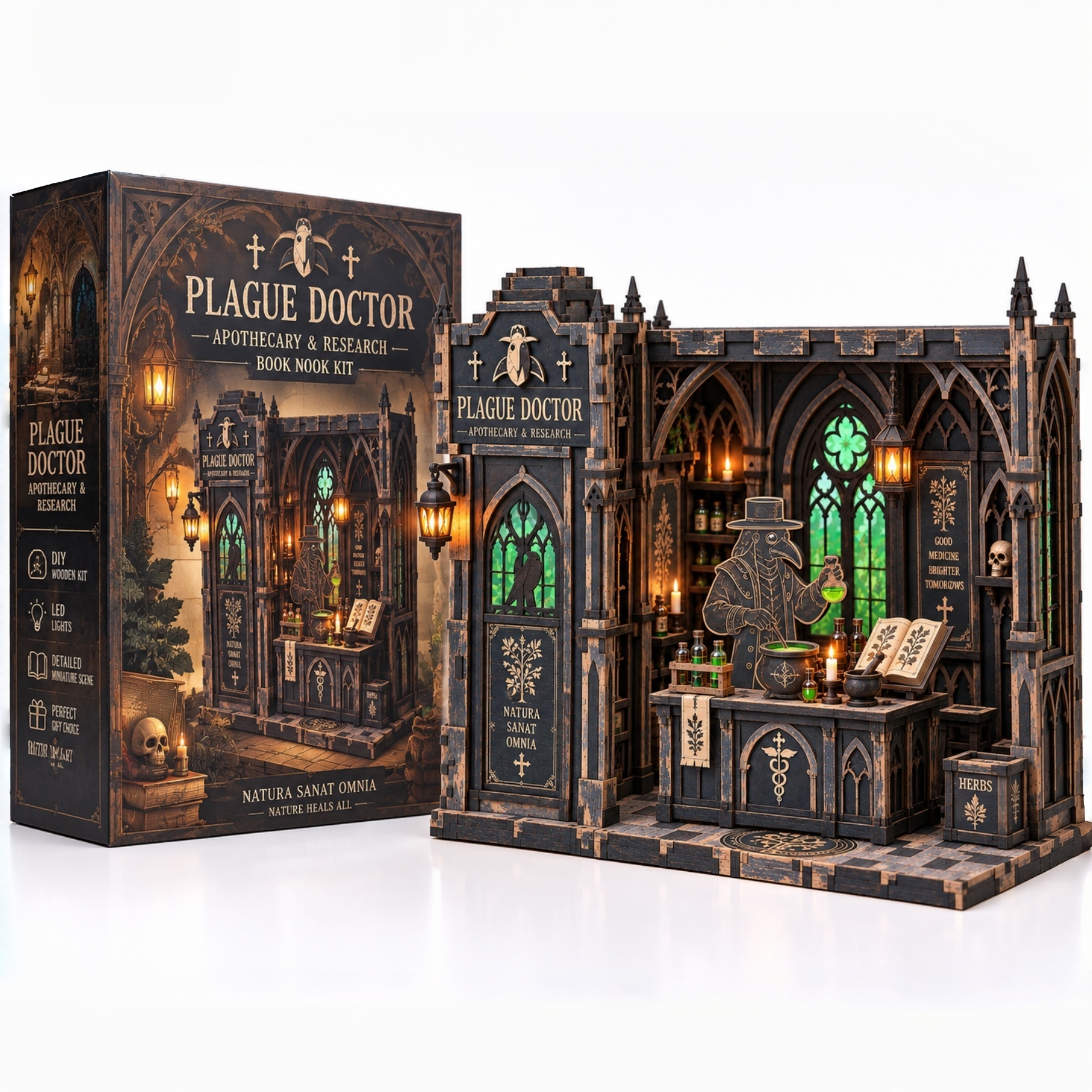 Plague Doctor Apothecary DIY Wooden Diorama Kit