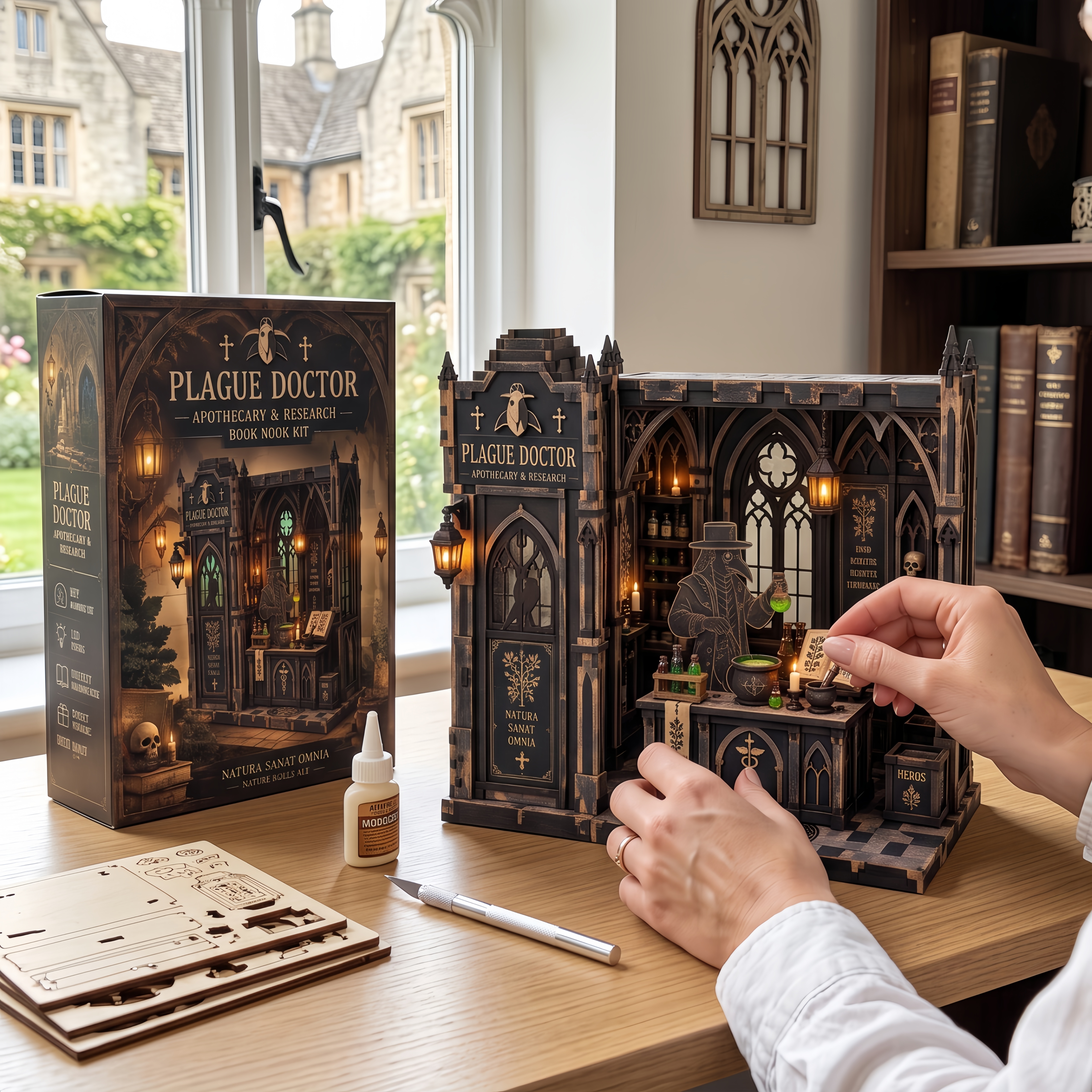 Plague Doctor Apothecary DIY Wooden Diorama Kit