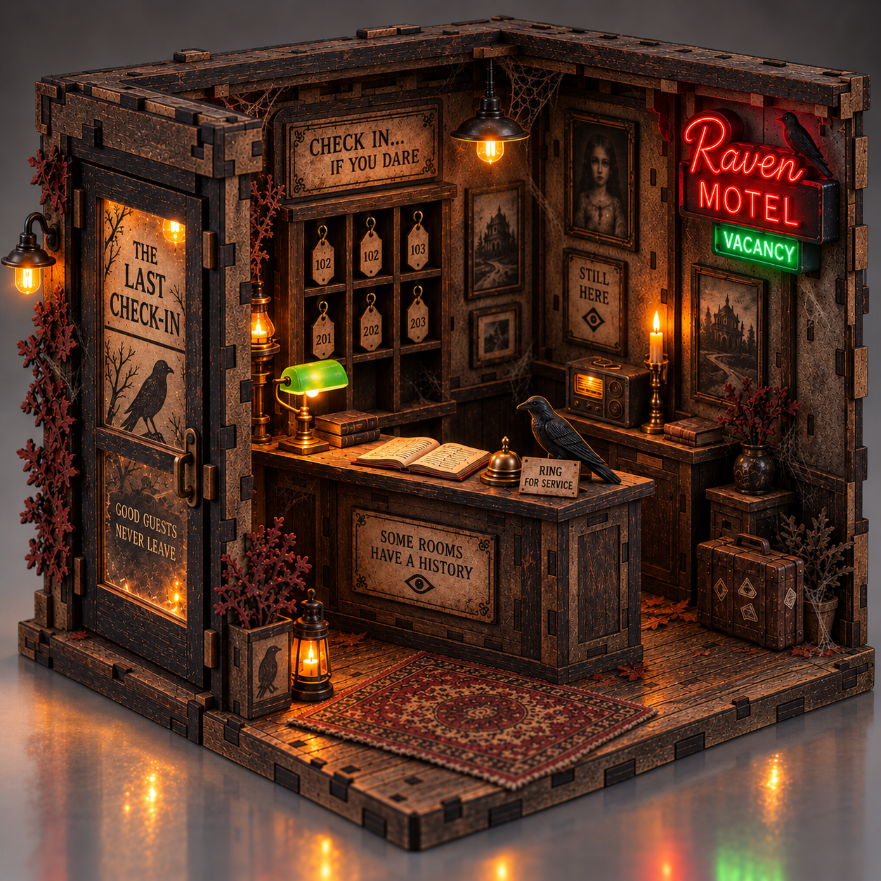 Raven Motel DIY Wooden Diorama Kit