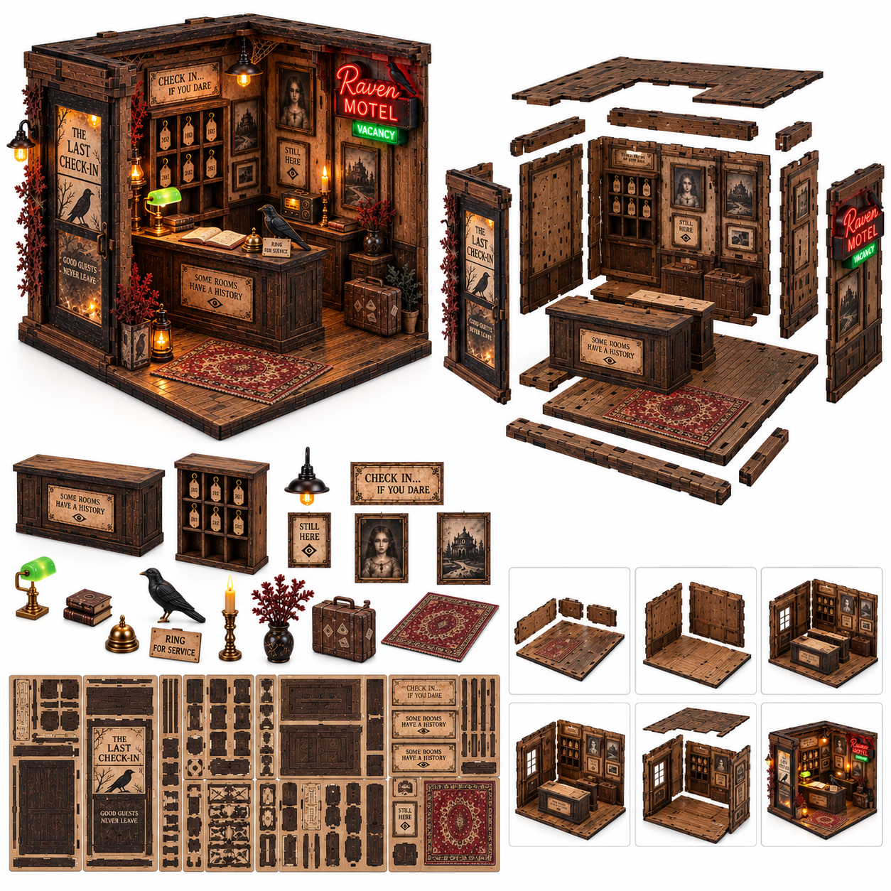 Raven Motel DIY Wooden Diorama Kit