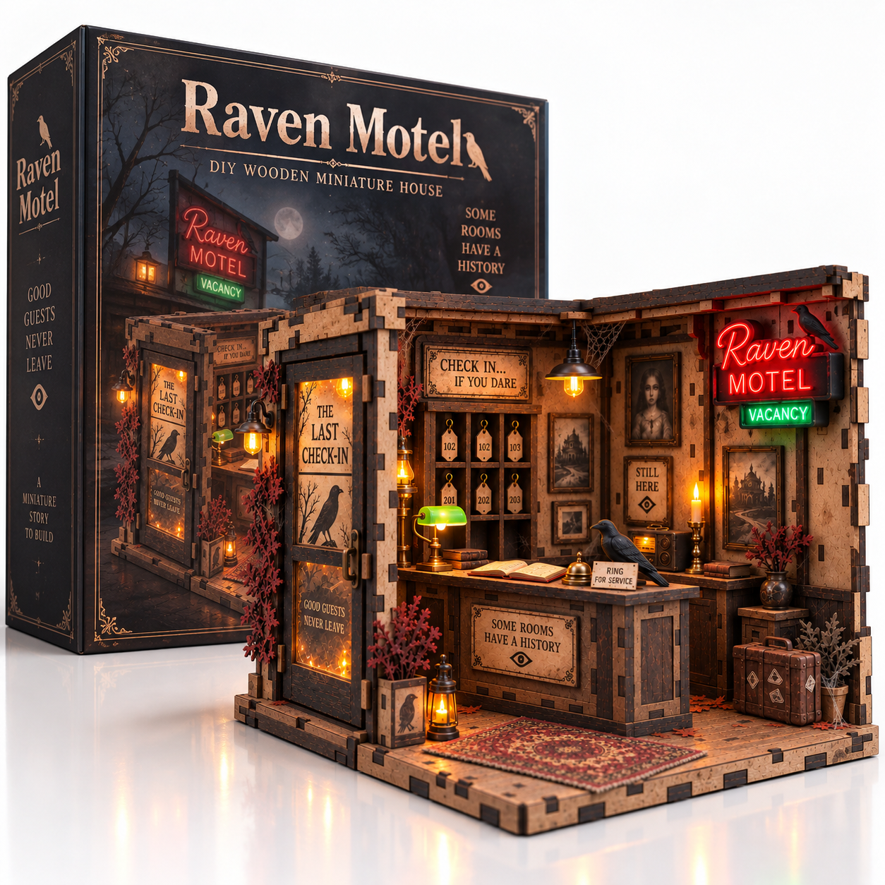 Raven Motel DIY Wooden Diorama Kit