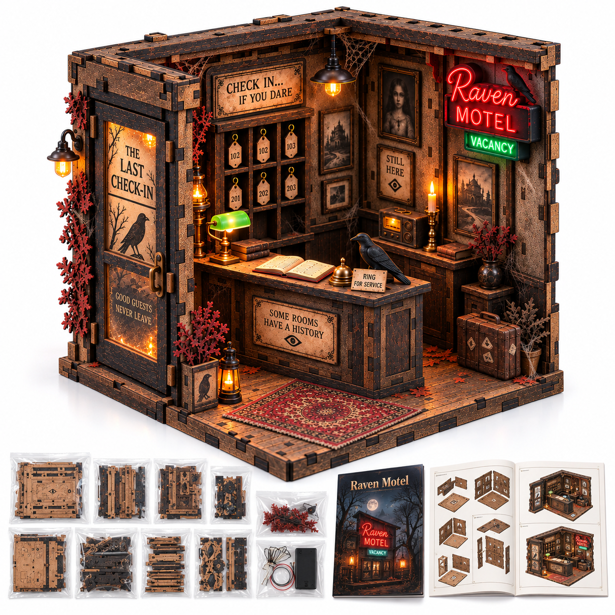 Raven Motel DIY Wooden Diorama Kit