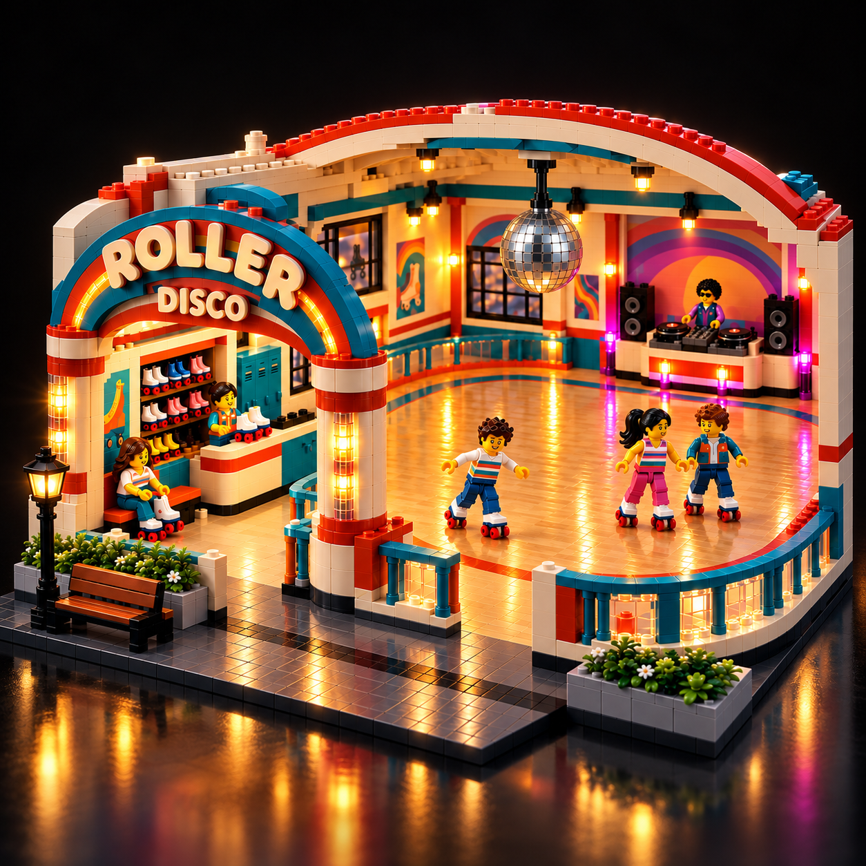 Roller Disco – Retro Roller Skating Rink Building Set for Adults