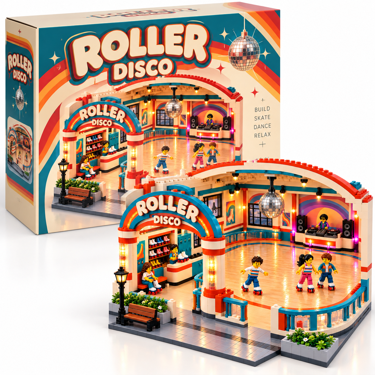 Roller Disco – Retro Roller Skating Rink Building Set for Adults