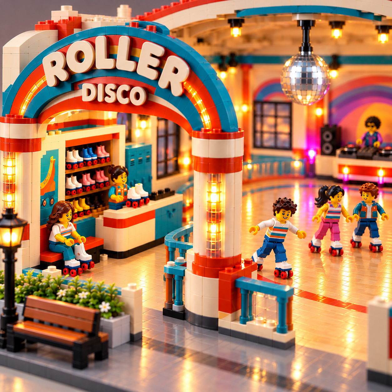 Roller Disco – Retro Roller Skating Rink Building Set for Adults