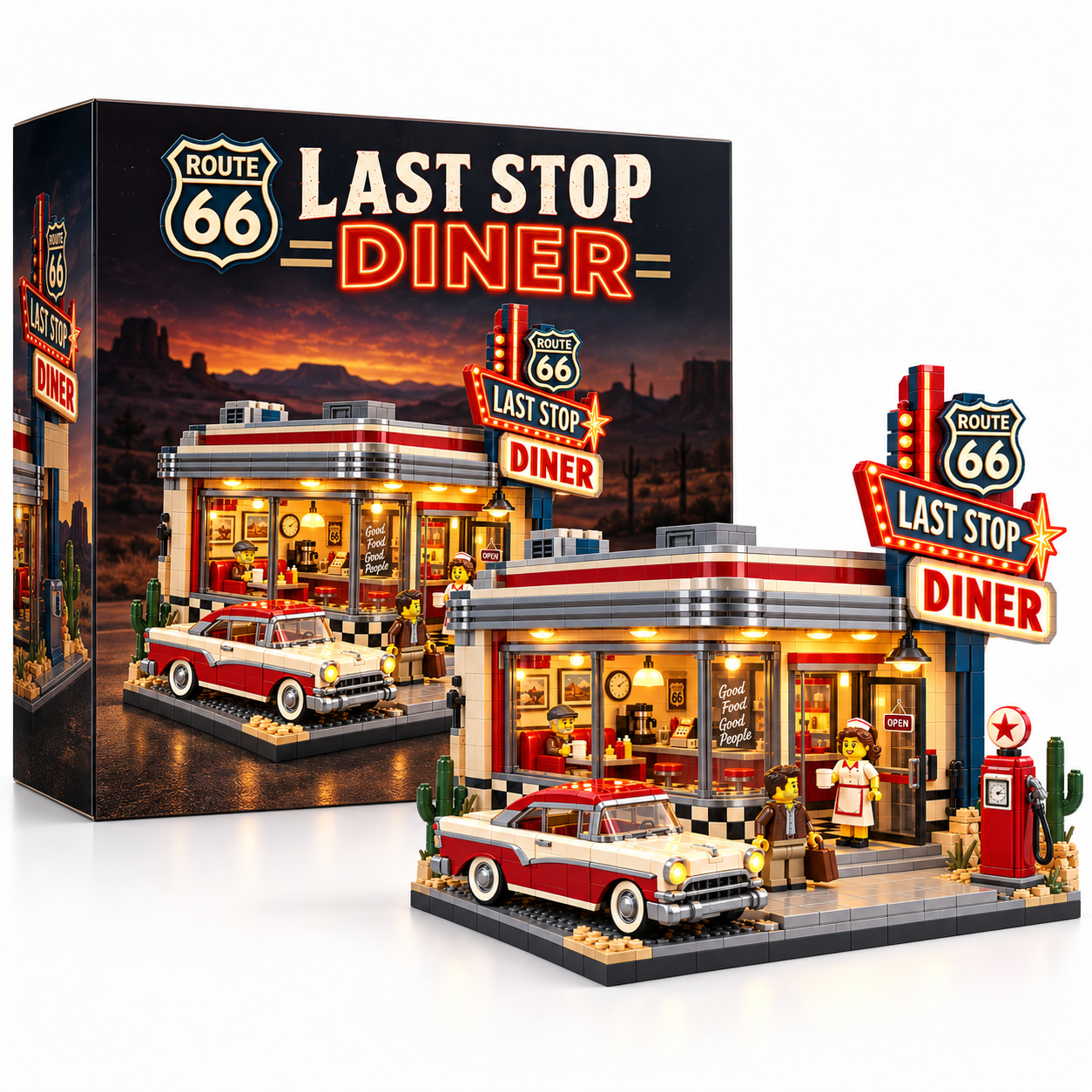 Route 66 Last Stop Diner Building Set