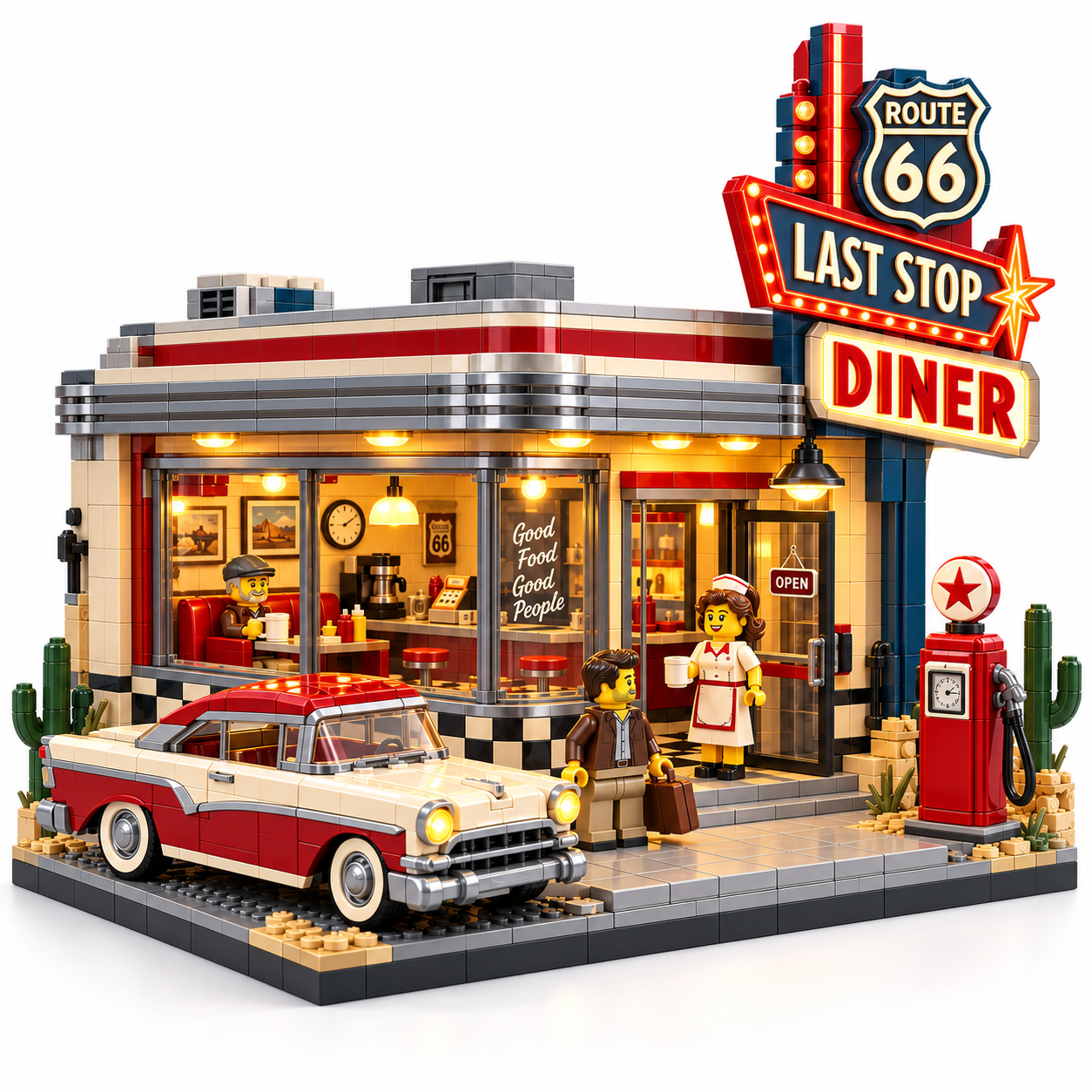 Route 66 Last Stop Diner Building Set