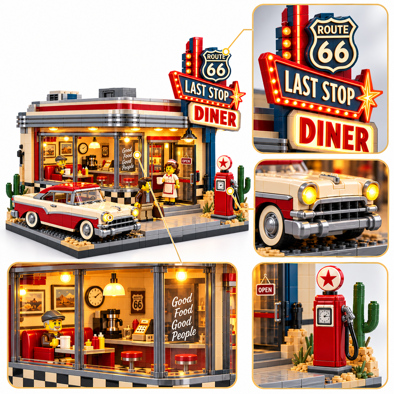 Route 66 Last Stop Diner Building Set