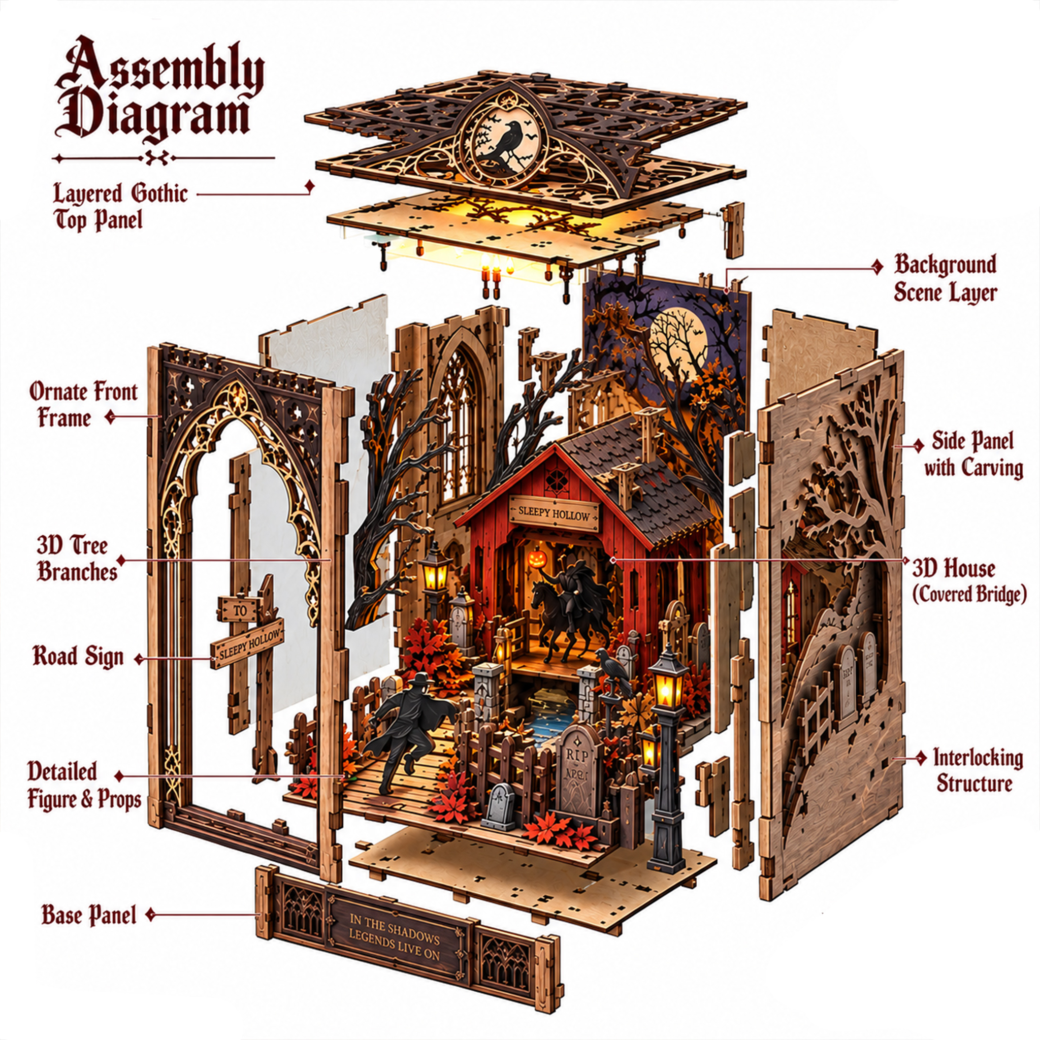 Sleepy Hollow: The Headless Horseman DIY Wooden Diorama Kit