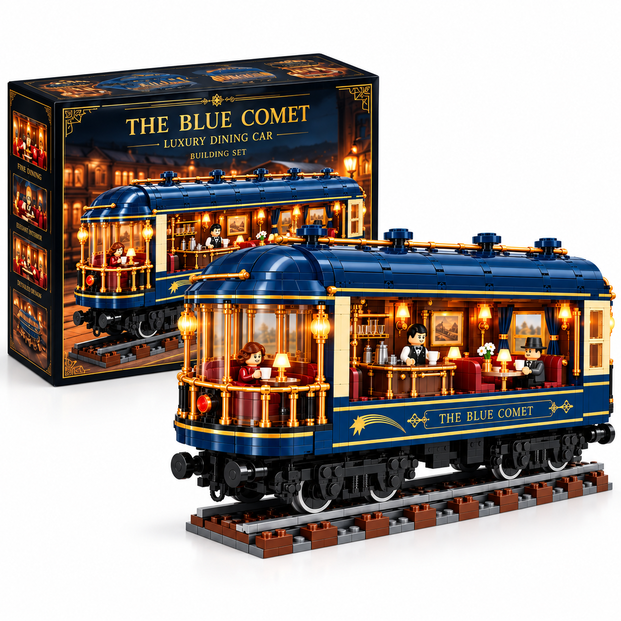 The Blue Comet – Vintage Luxury Dining Car Building Set​