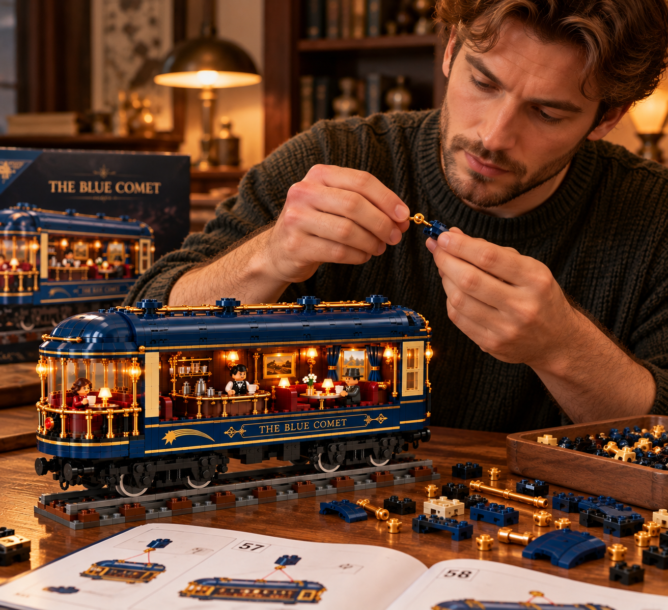 The Blue Comet – Vintage Luxury Dining Car Building Set​