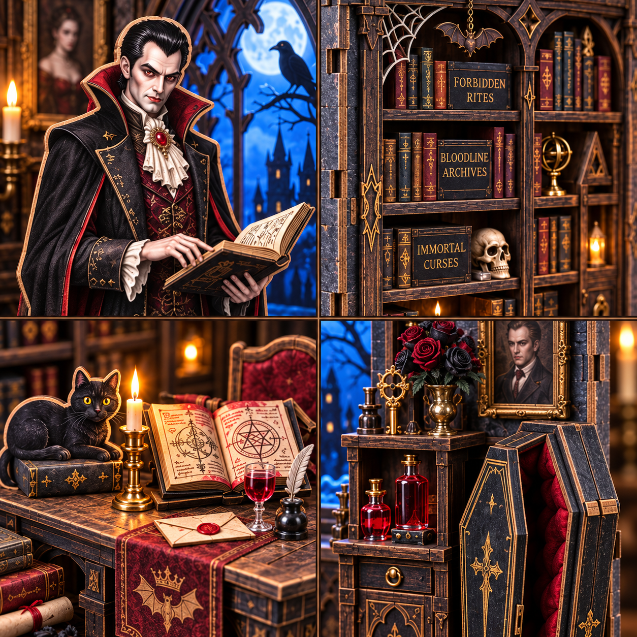 The Vampire’s Hidden Library DIY Wooden Diorama Kit